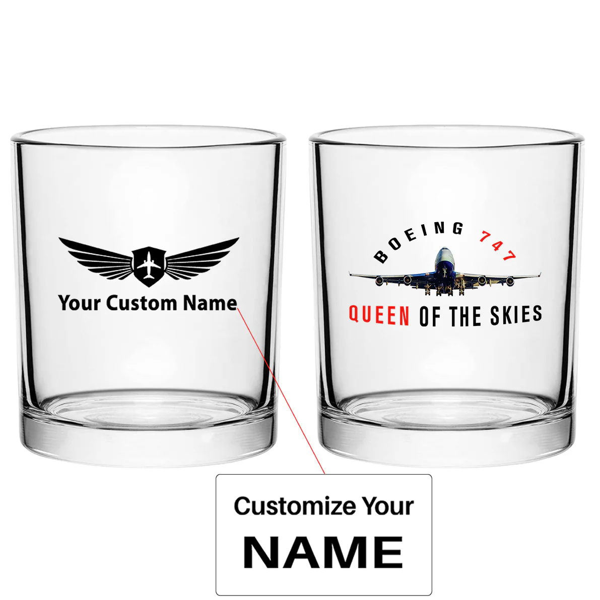 Boeing 747 Queen of the Skies Designed Special Whiskey Glasses