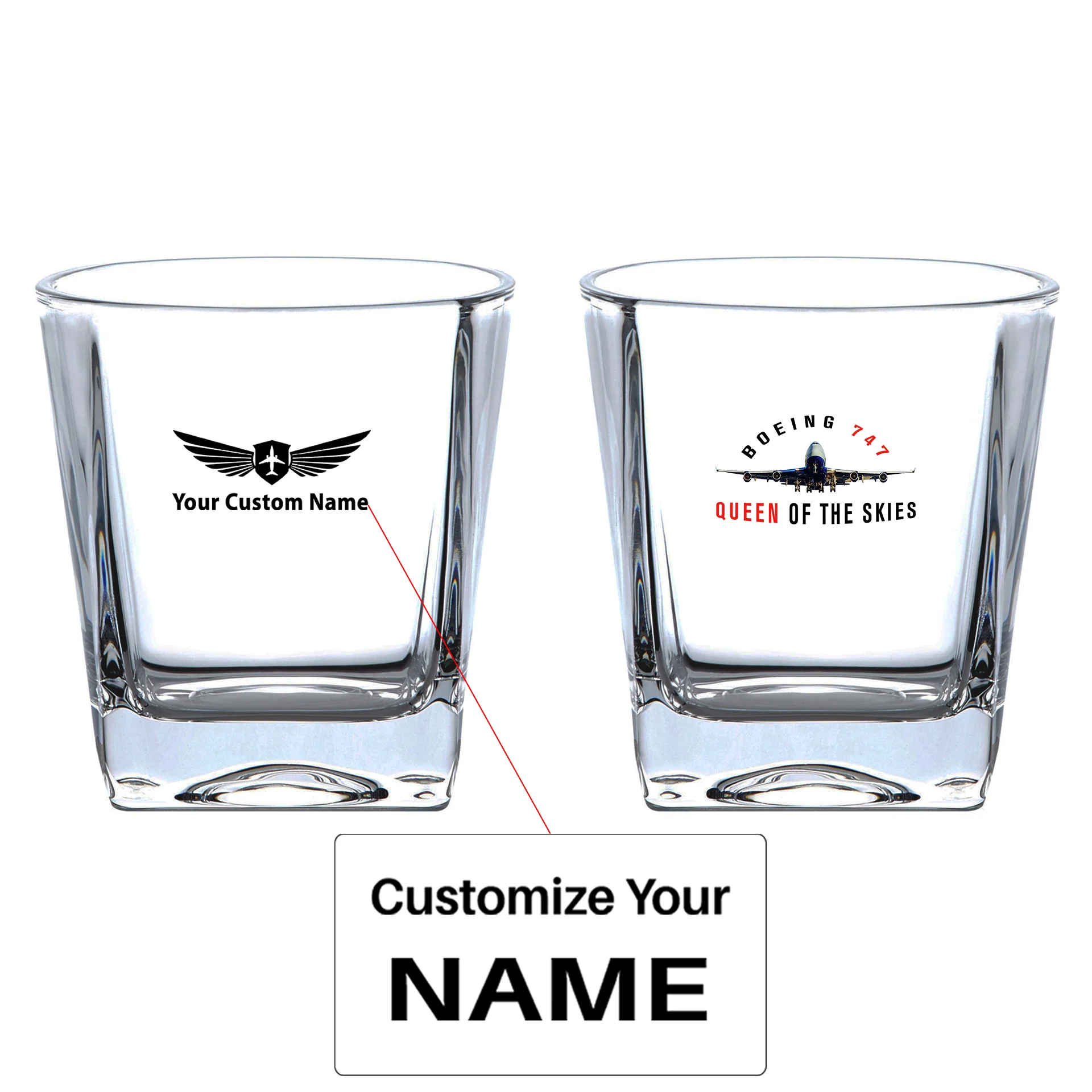 Boeing 747 Queen of the Skies Designed Whiskey Glass