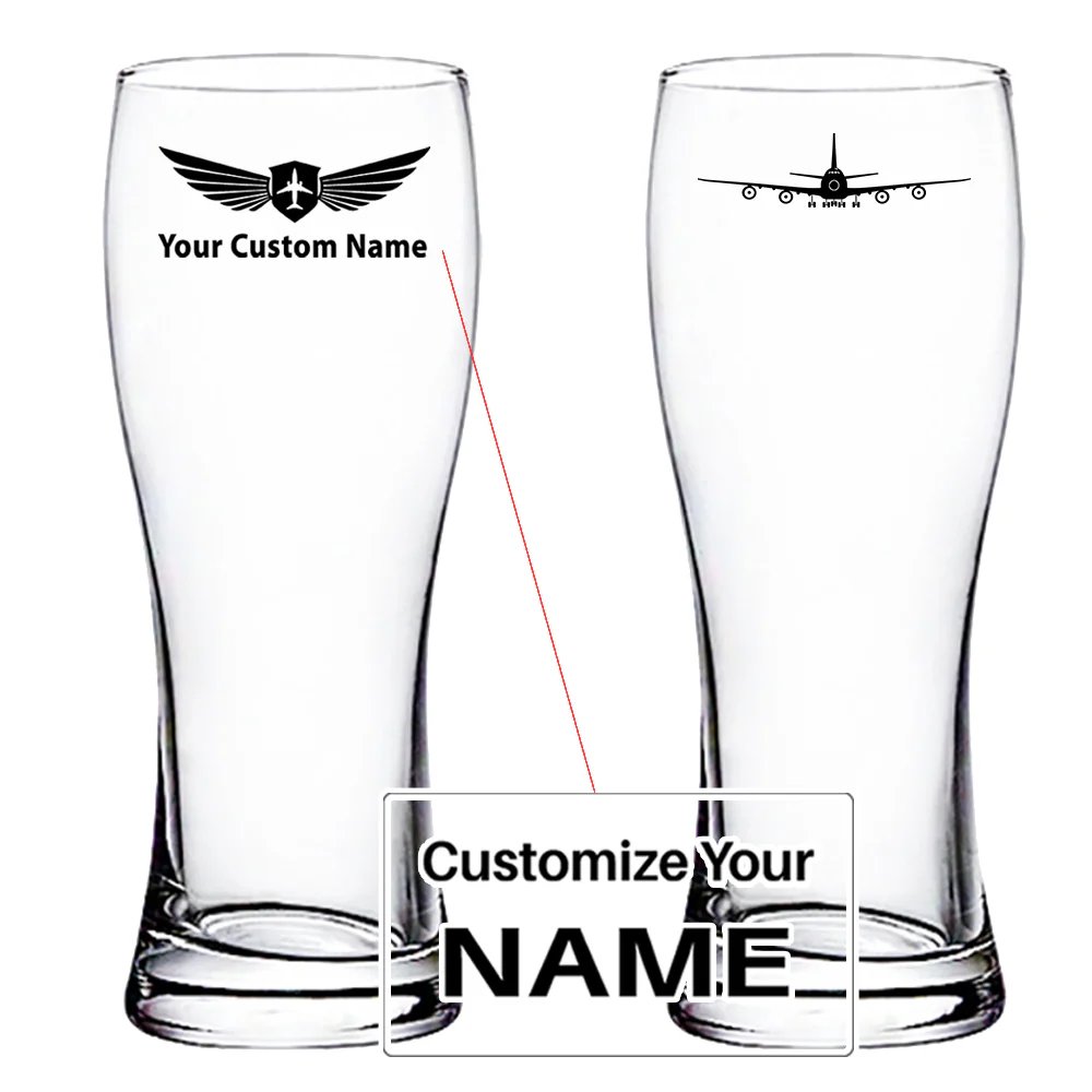 Boeing 747 Silhouette Designed Pilsner Beer Glasses