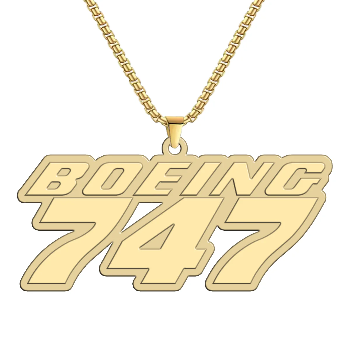 Boeing 747 & Text Designed Hollow Necklace