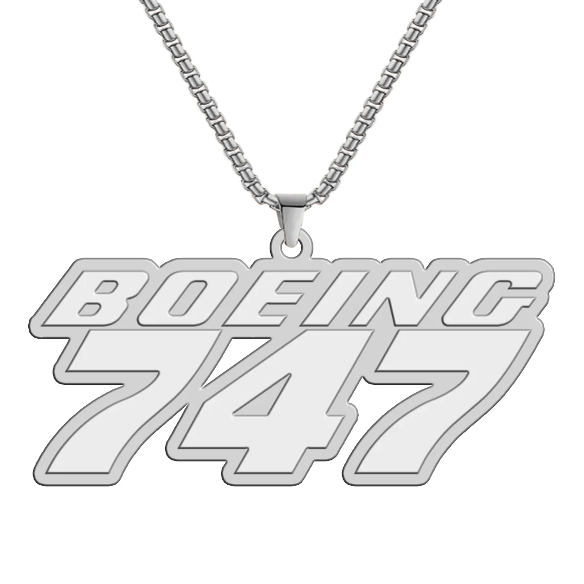 Boeing 747 & Text Designed Hollow Necklace - Image 2