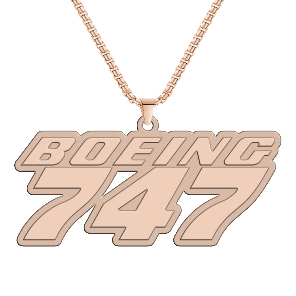 Boeing 747 & Text Designed Hollow Necklace - Image 3