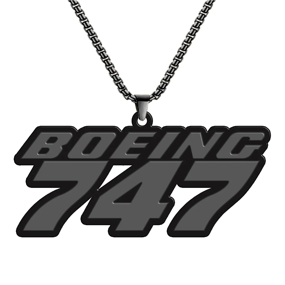 Boeing 747 & Text Designed Hollow Necklace - Image 4