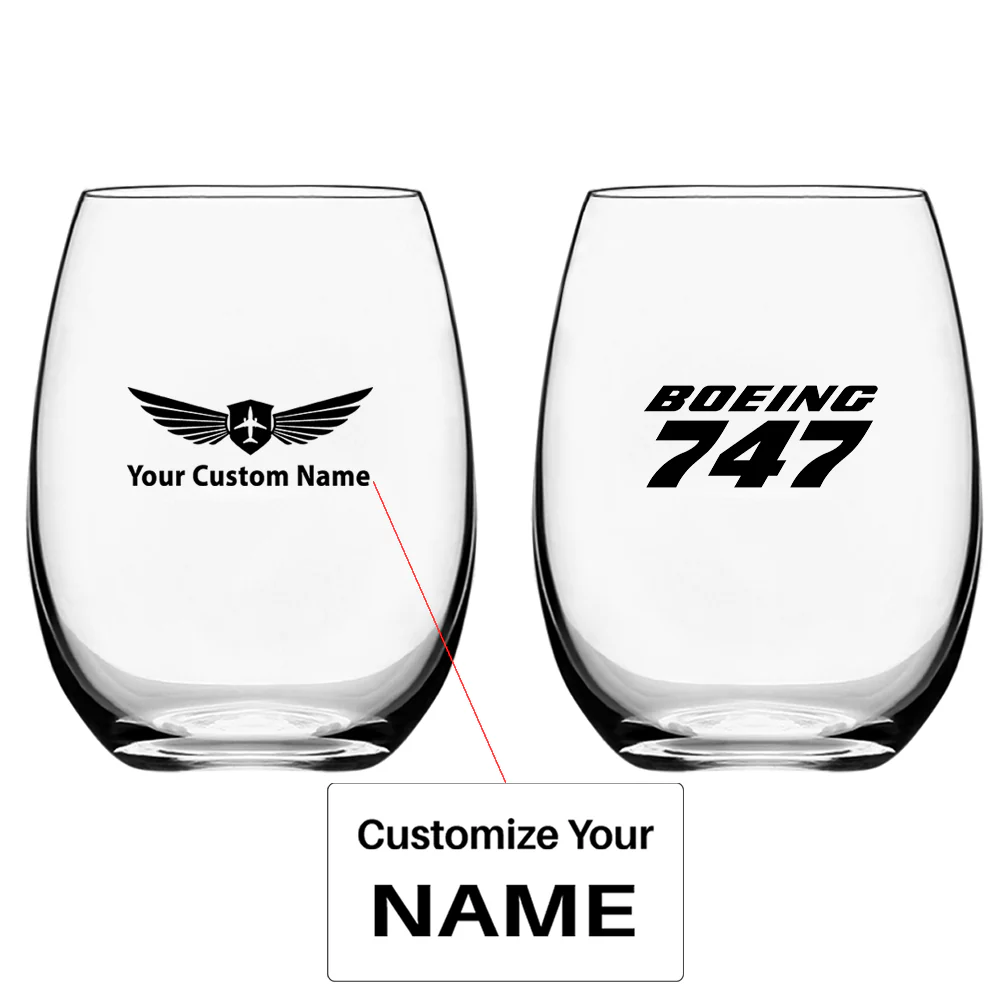 Boeing 747 & Text Designed Water & Drink Glasses