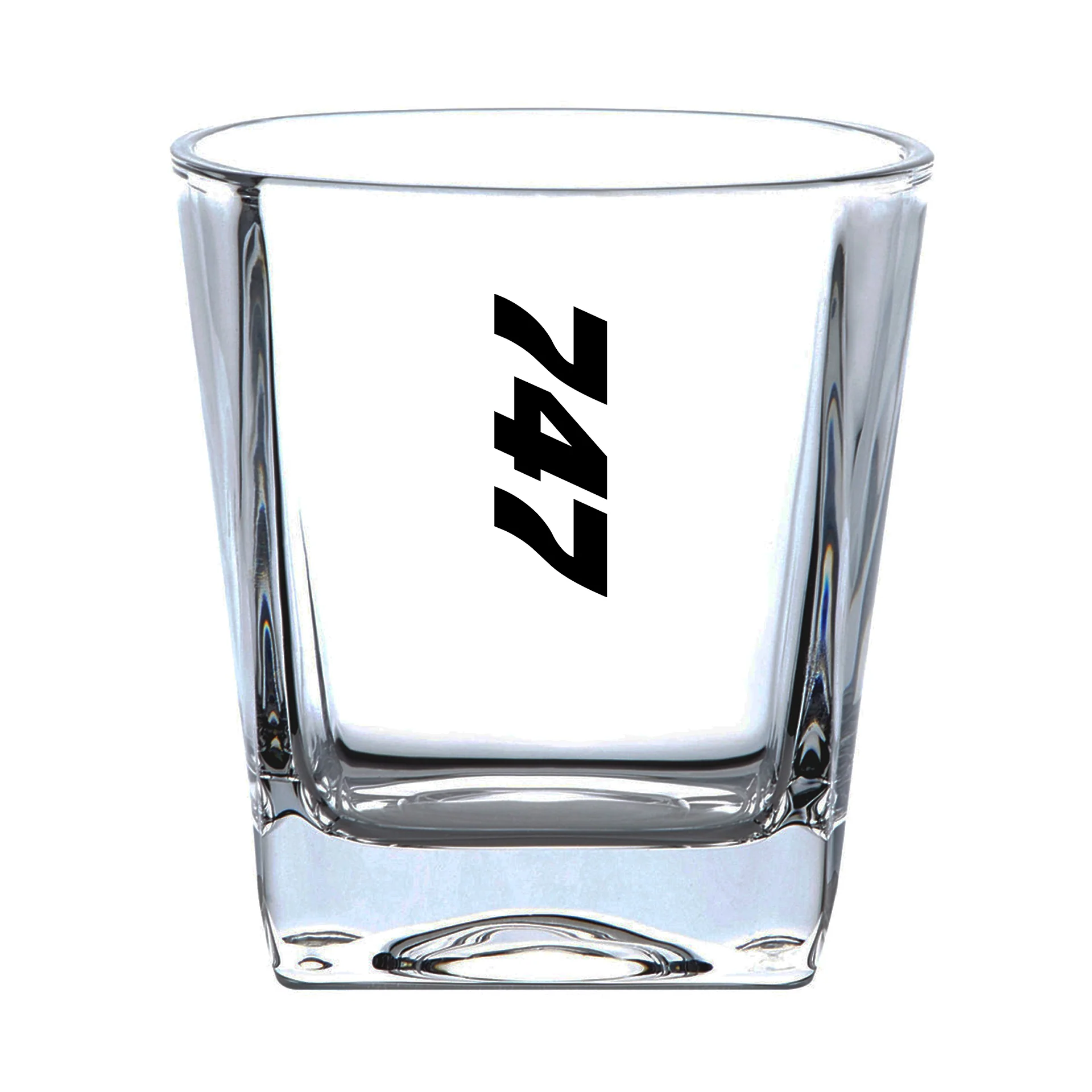 Boeing 747 Text Designed Whiskey Glass - Image 2