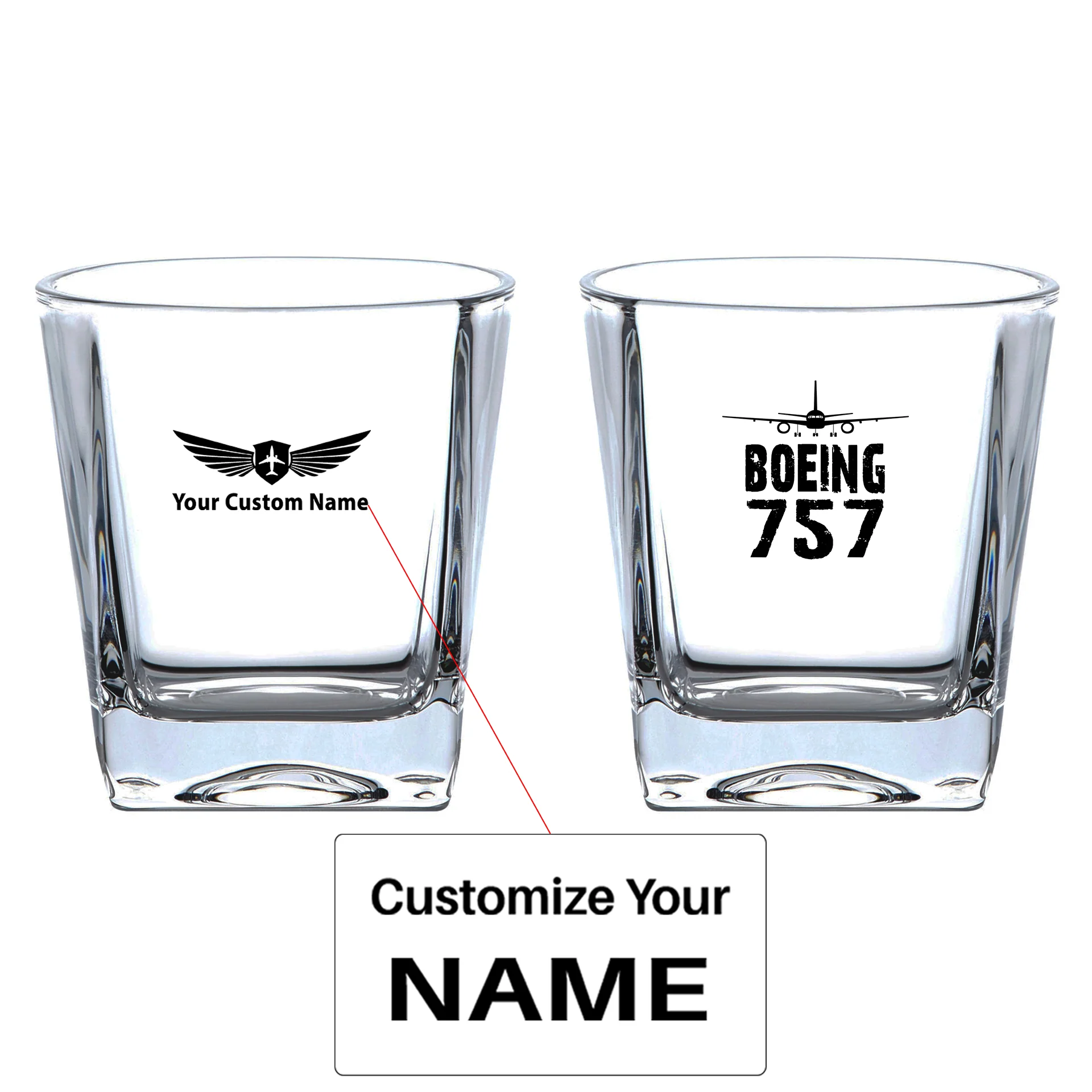 Boeing 757 & Plane Designed Whiskey Glass