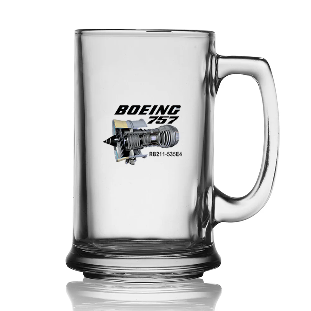 Boeing 757 & Rolls Royce Engine (RB211) Designed Beer Glass with Holder - Image 2