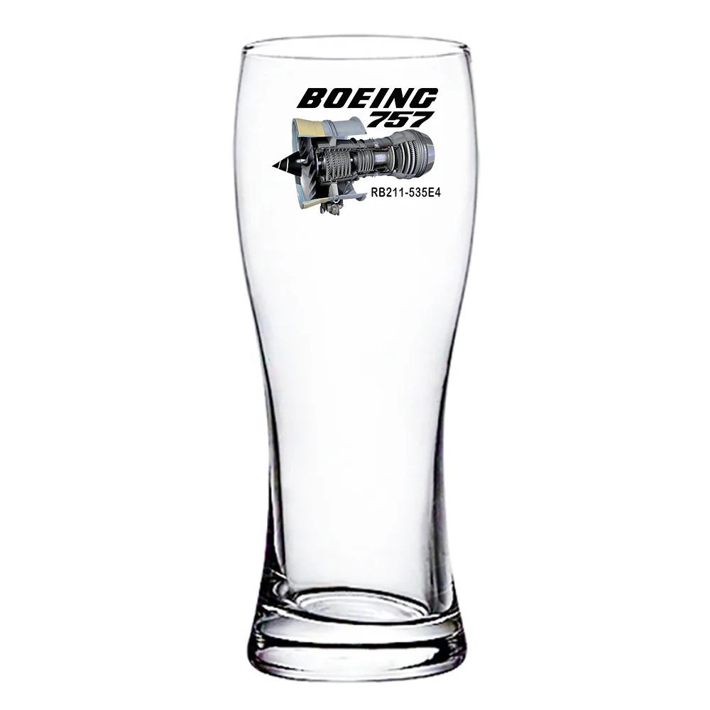Boeing 757 & Rolls Royce Engine (RB211) Designed Pilsner Beer Glasses - Image 2