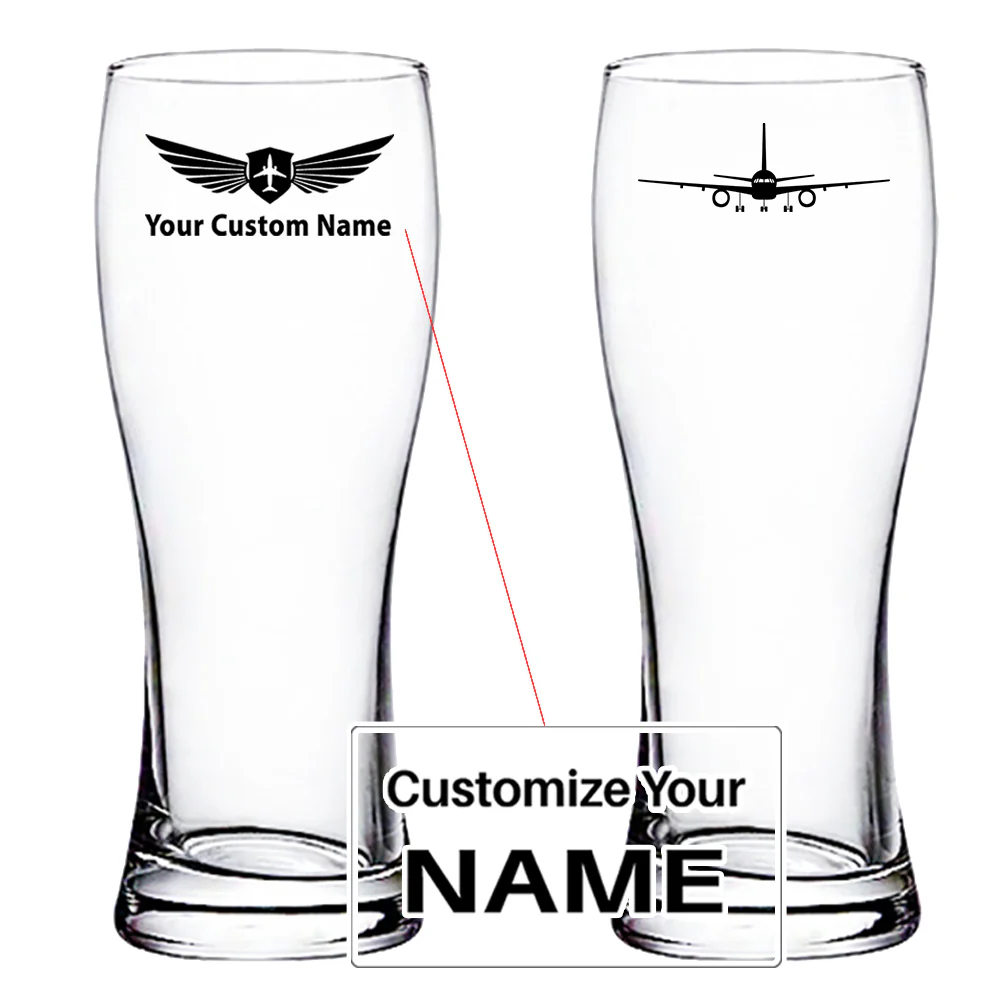 Boeing 757 Silhouette Designed Pilsner Beer Glasses