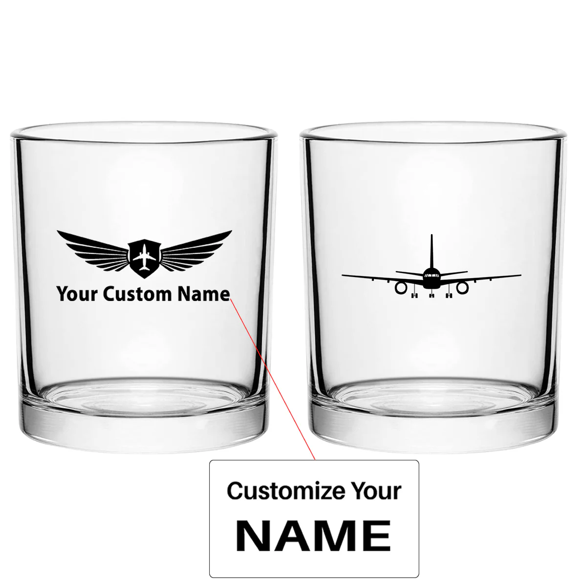 Boeing 757 Silhouette Designed Special Whiskey Glasses