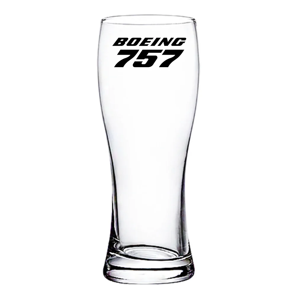 Boeing 757 & Text Designed Pilsner Beer Glasses - Image 2