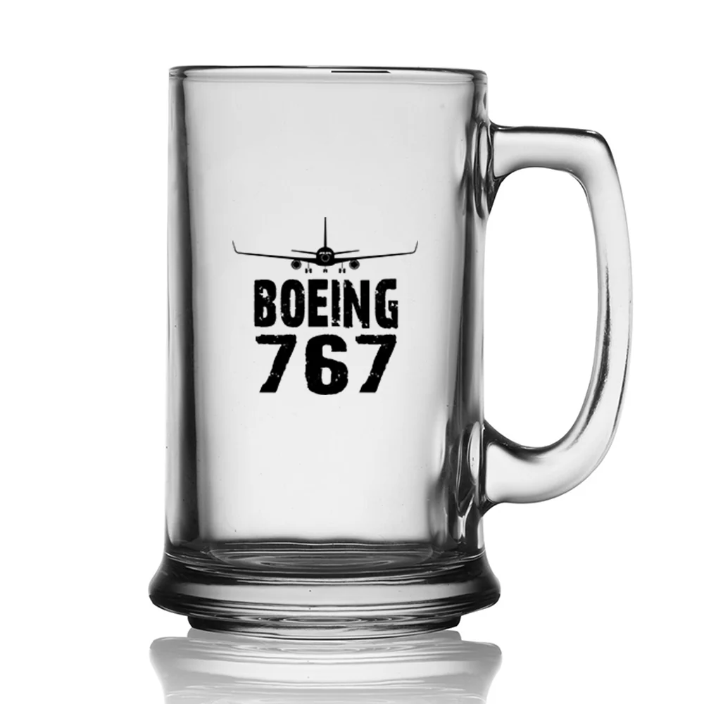 Boeing 767 & Plane Designed Beer Glass with Holder - Image 2