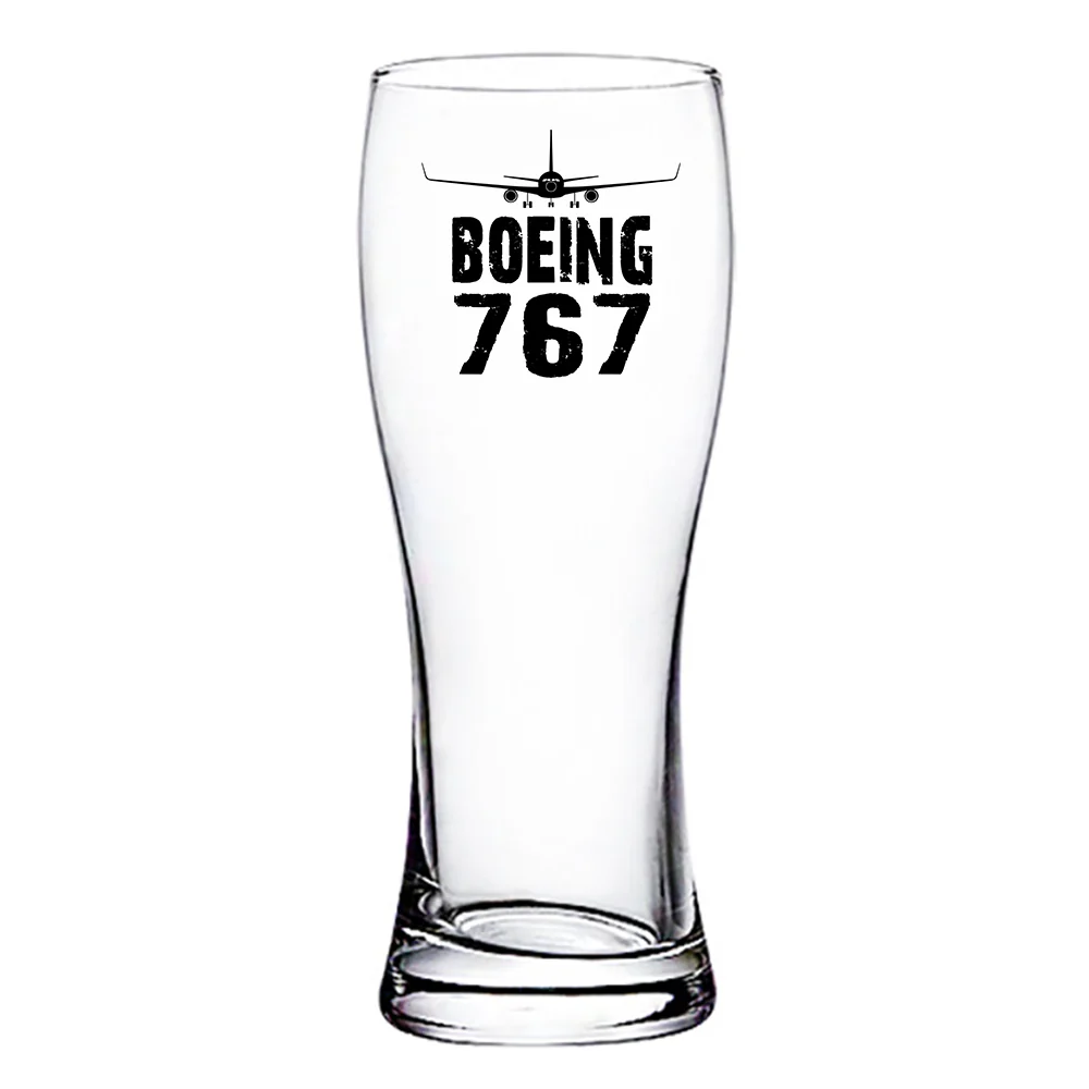 Boeing 767 & Plane Designed Pilsner Beer Glasses - Image 2