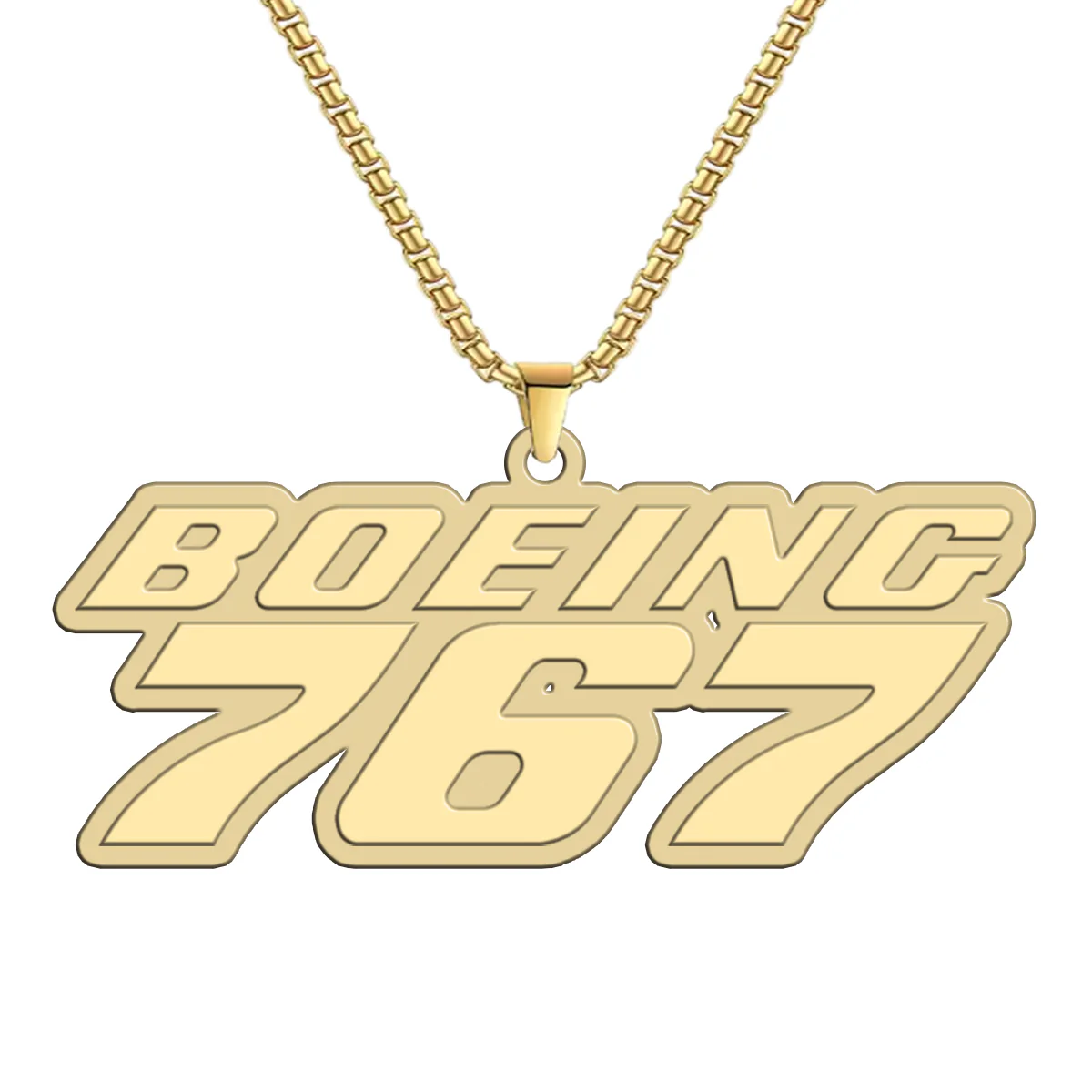 Boeing 767 & Text Designed Hollow Necklace
