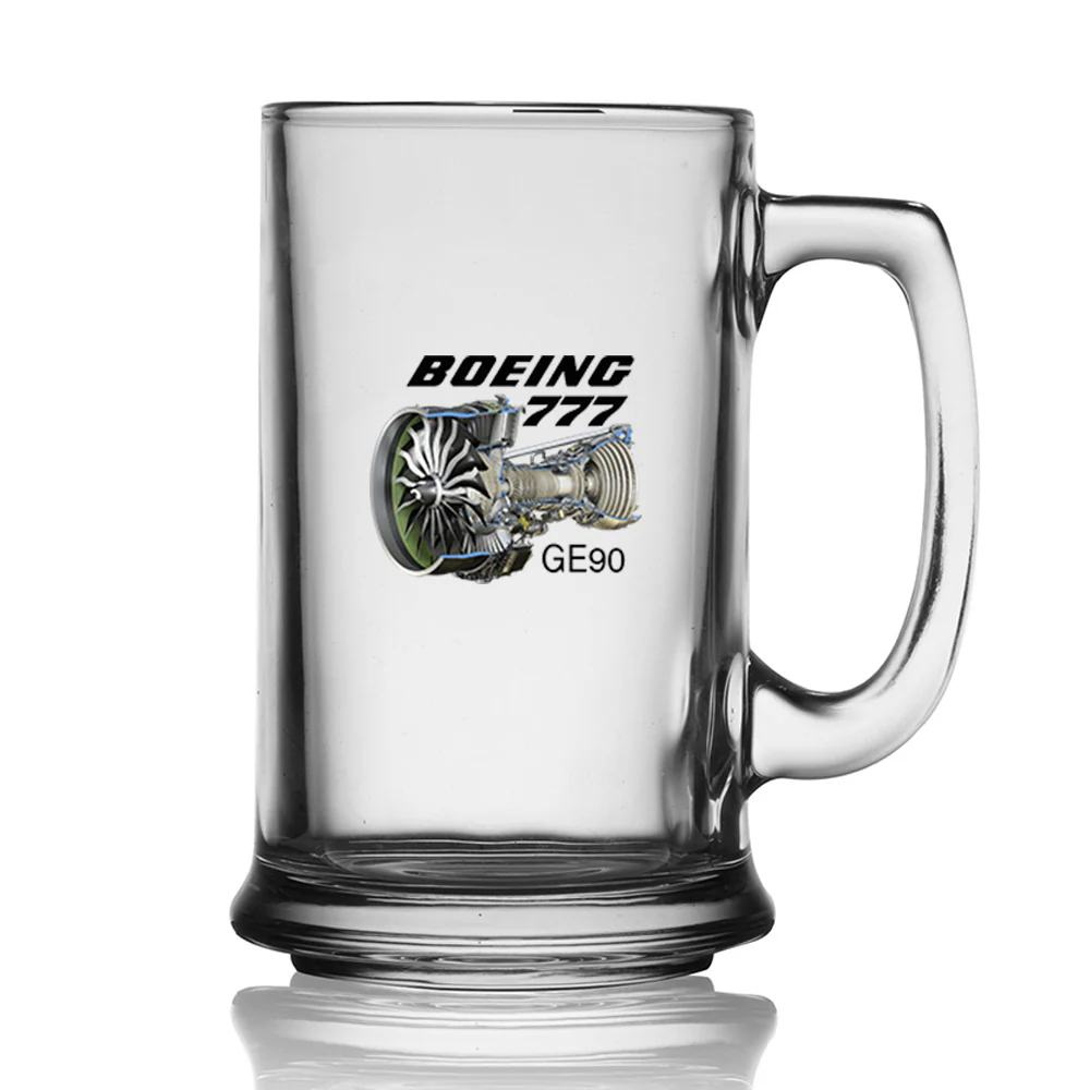 Boeing 777 & GE90 Engine Designed Beer Glass with Holder - Image 2