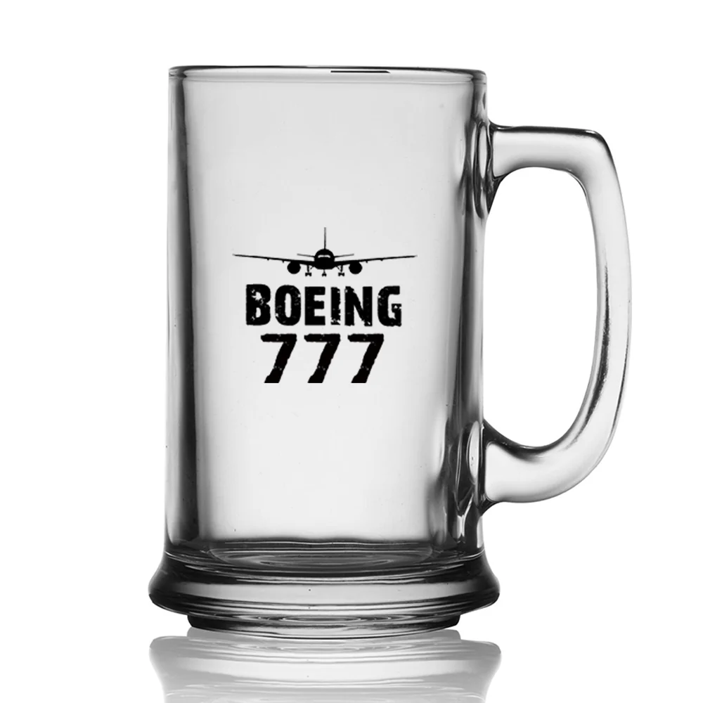 Boeing 777 & Plane Designed Beer Glass with Holder - Image 2