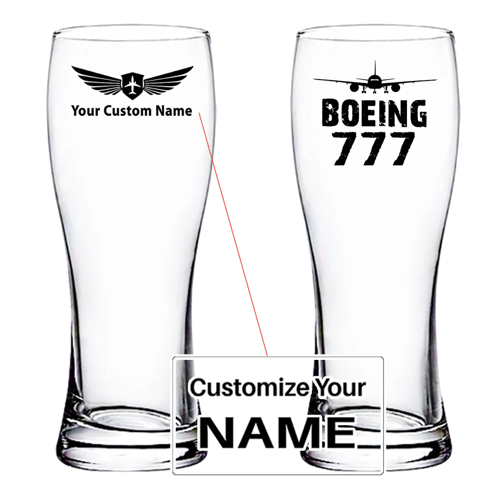 Boeing 777 & Plane Designed Pilsner Beer Glasses