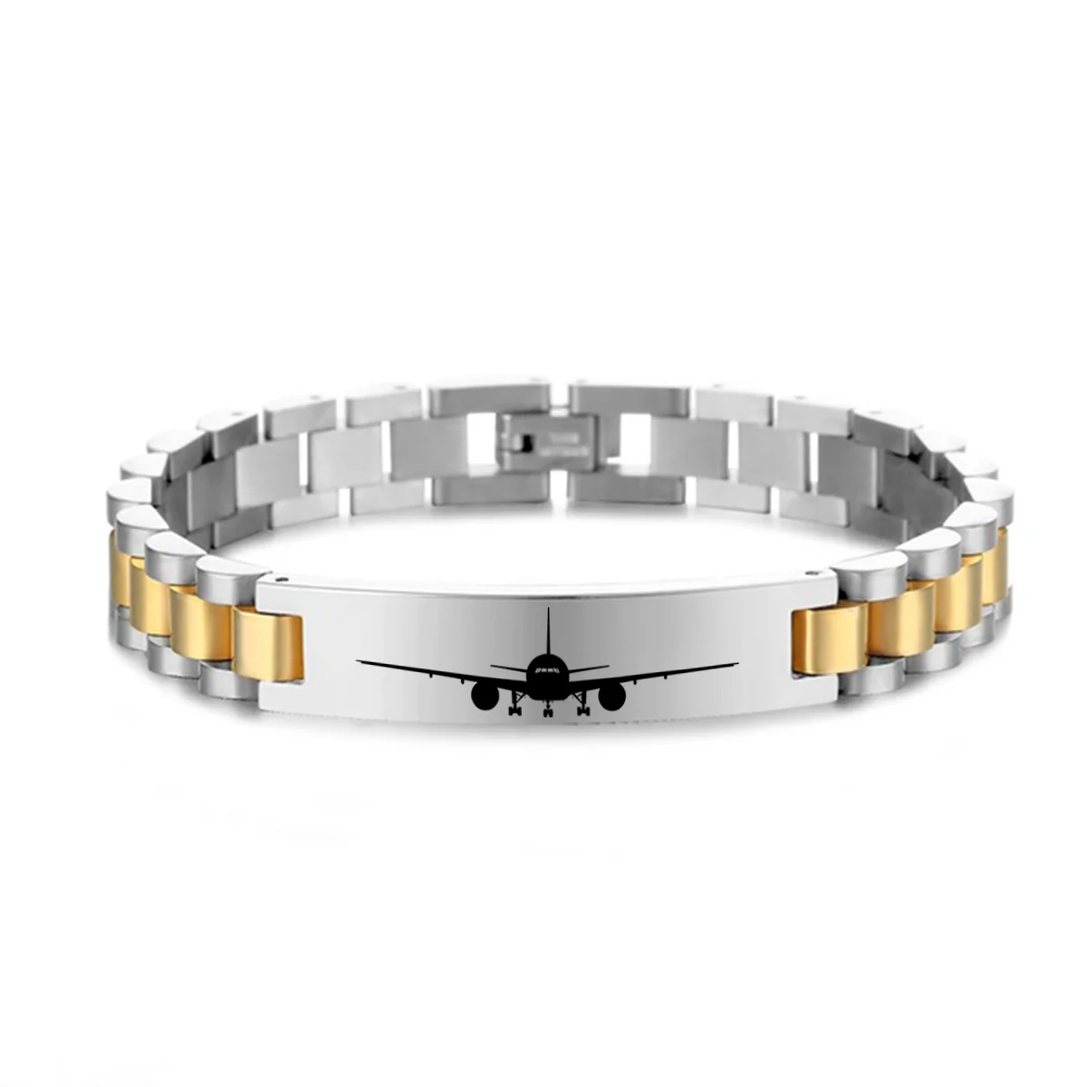 Boeing 777 Silhouette Designed Stainless Steel Chain Bracelets - Image 3