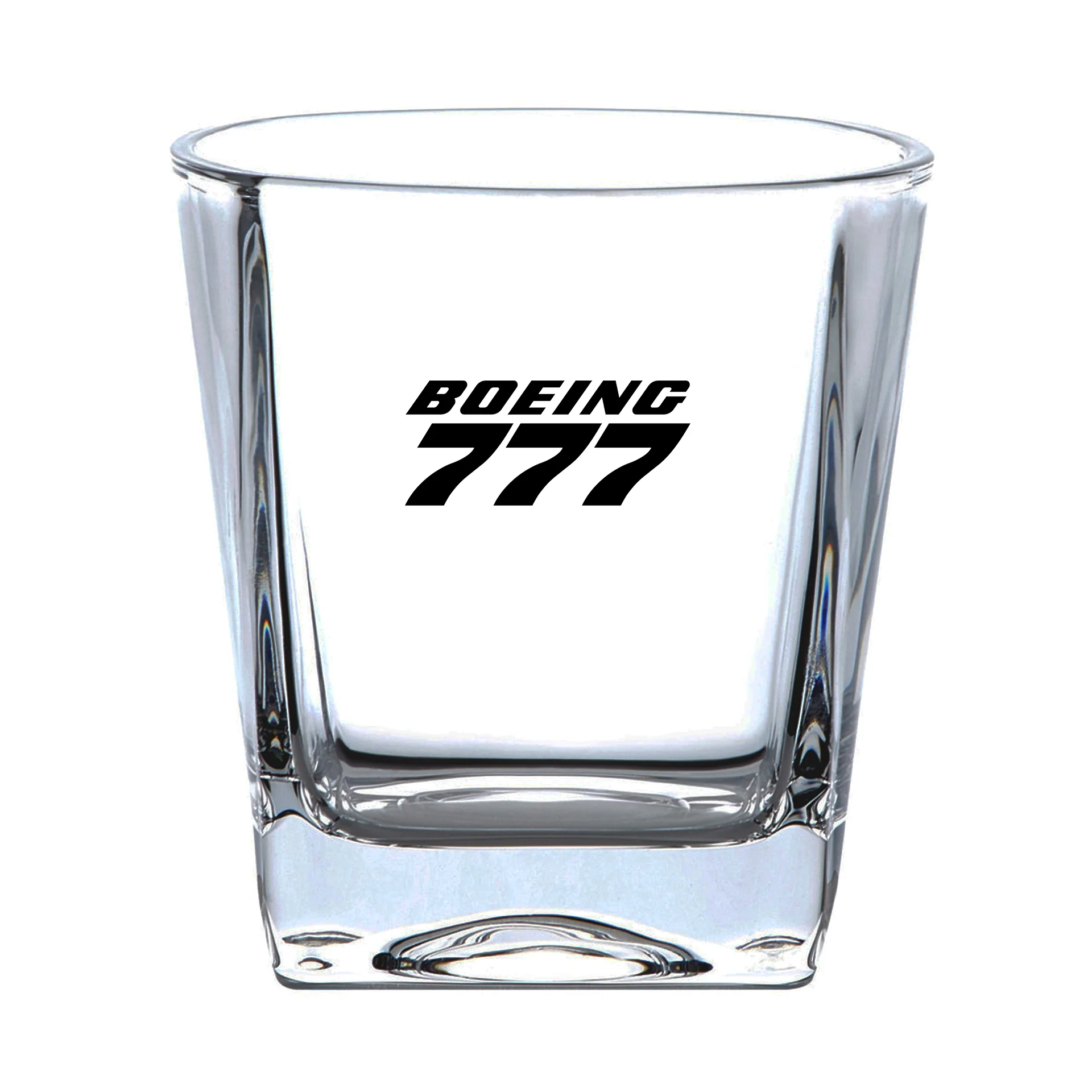Boeing 777 & Text Designed Whiskey Glass - Image 2