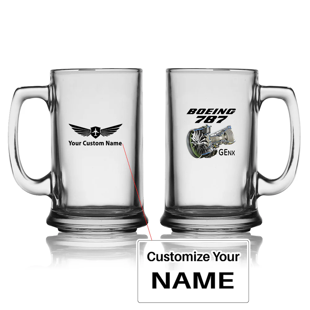 Boeing 787 & GENX Engine Designed Beer Glass with Holder
