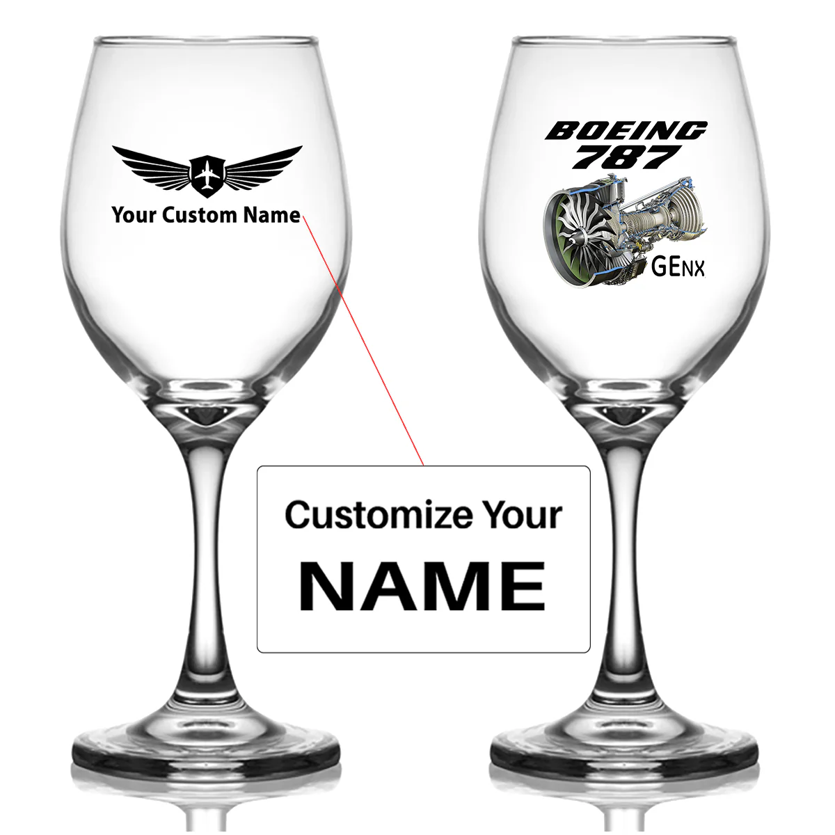 Boeing 787 & GENX Engine Designed Wine Glasses