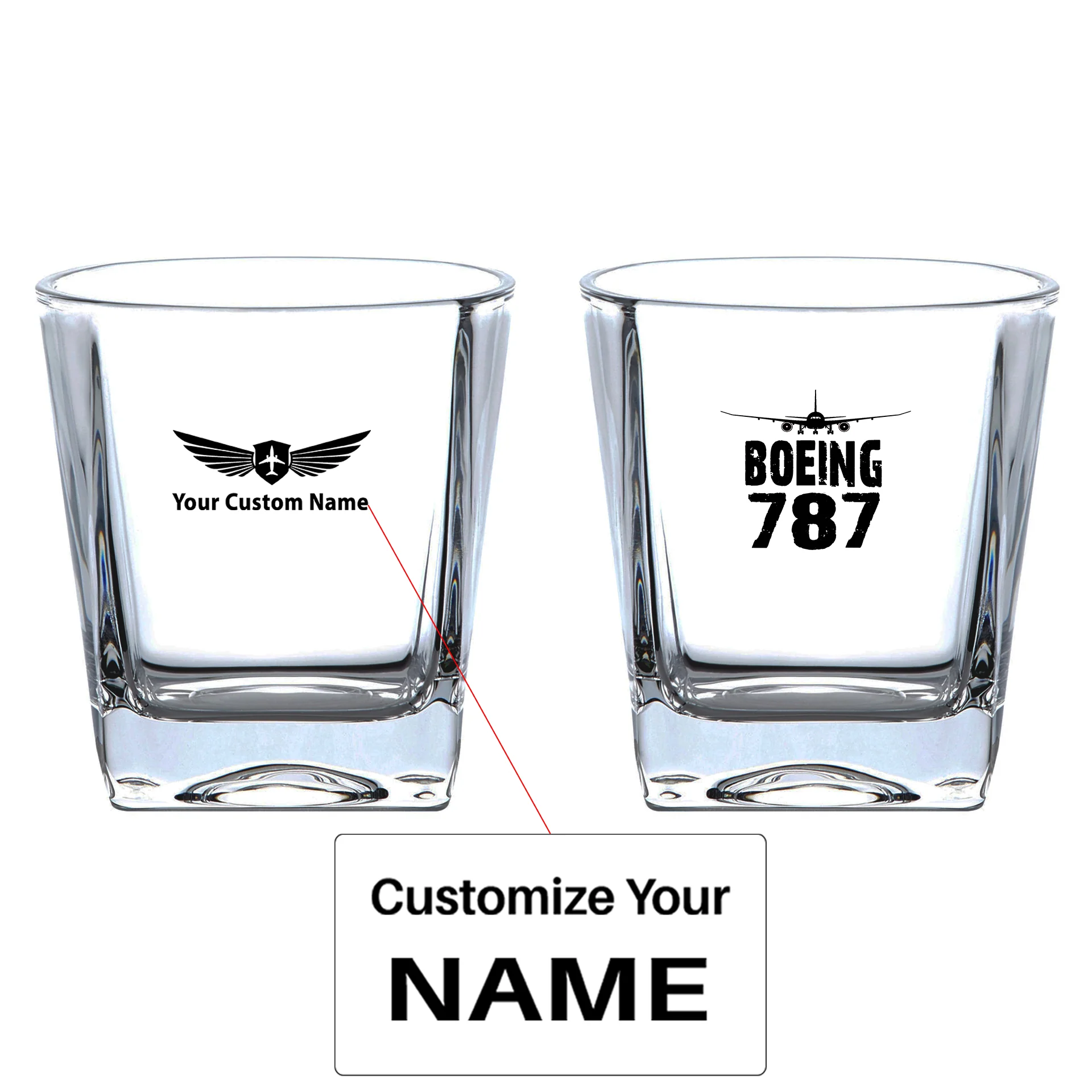 Boeing 787 & Plane Designed Whiskey Glass