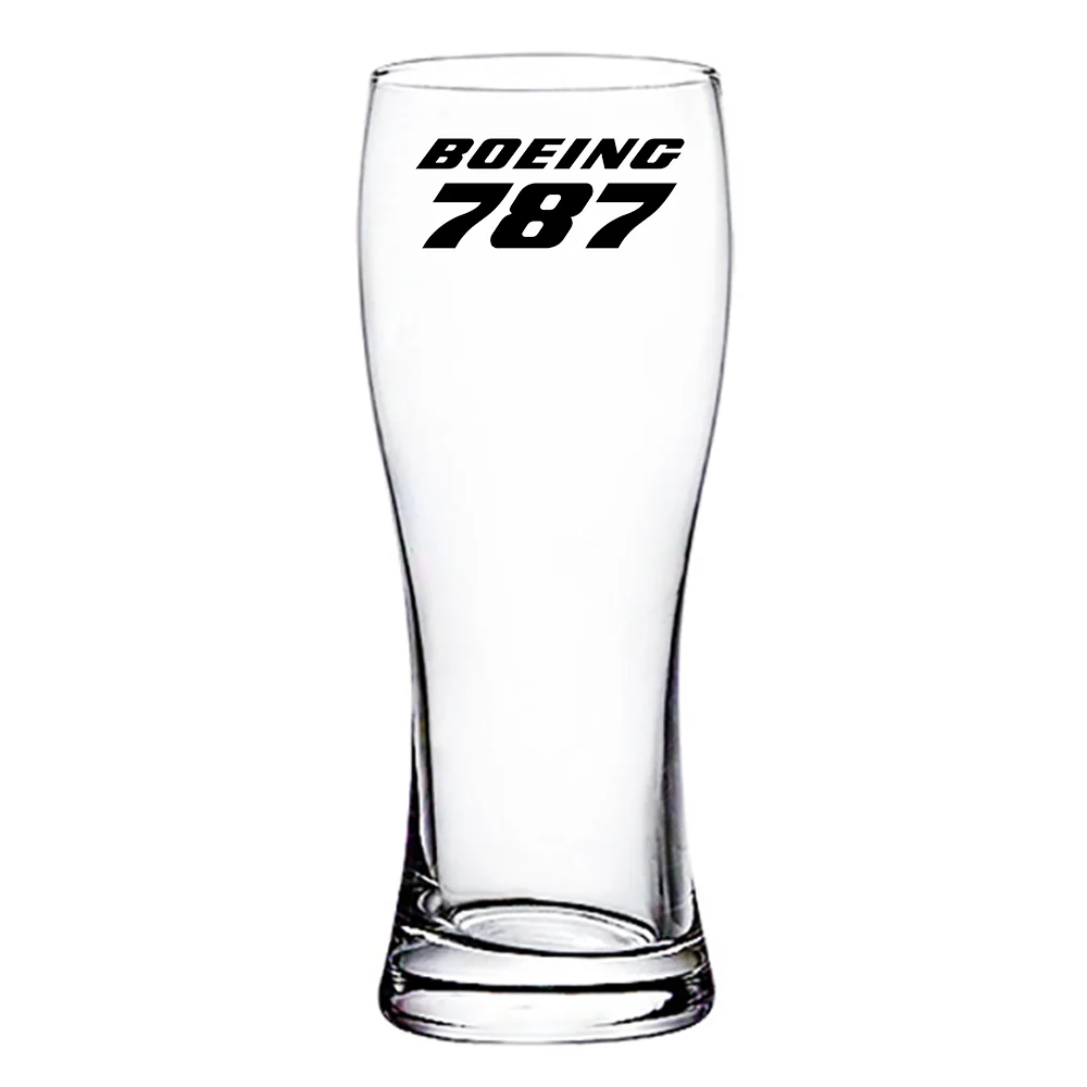 Boeing 787 & Text Designed Pilsner Beer Glasses - Image 2