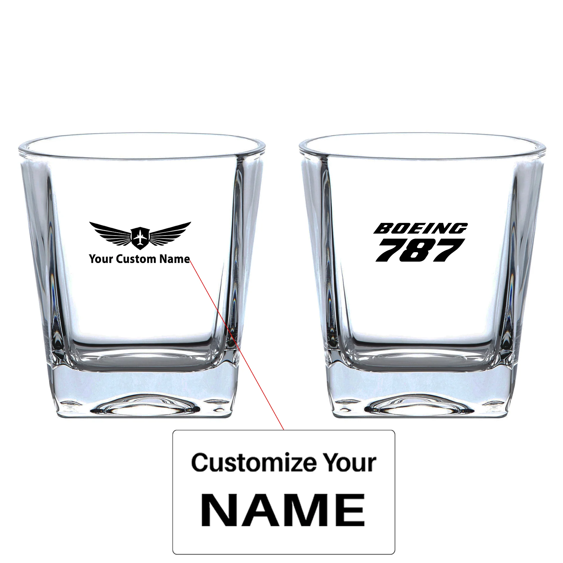 Boeing 787 & Text Designed Whiskey Glass