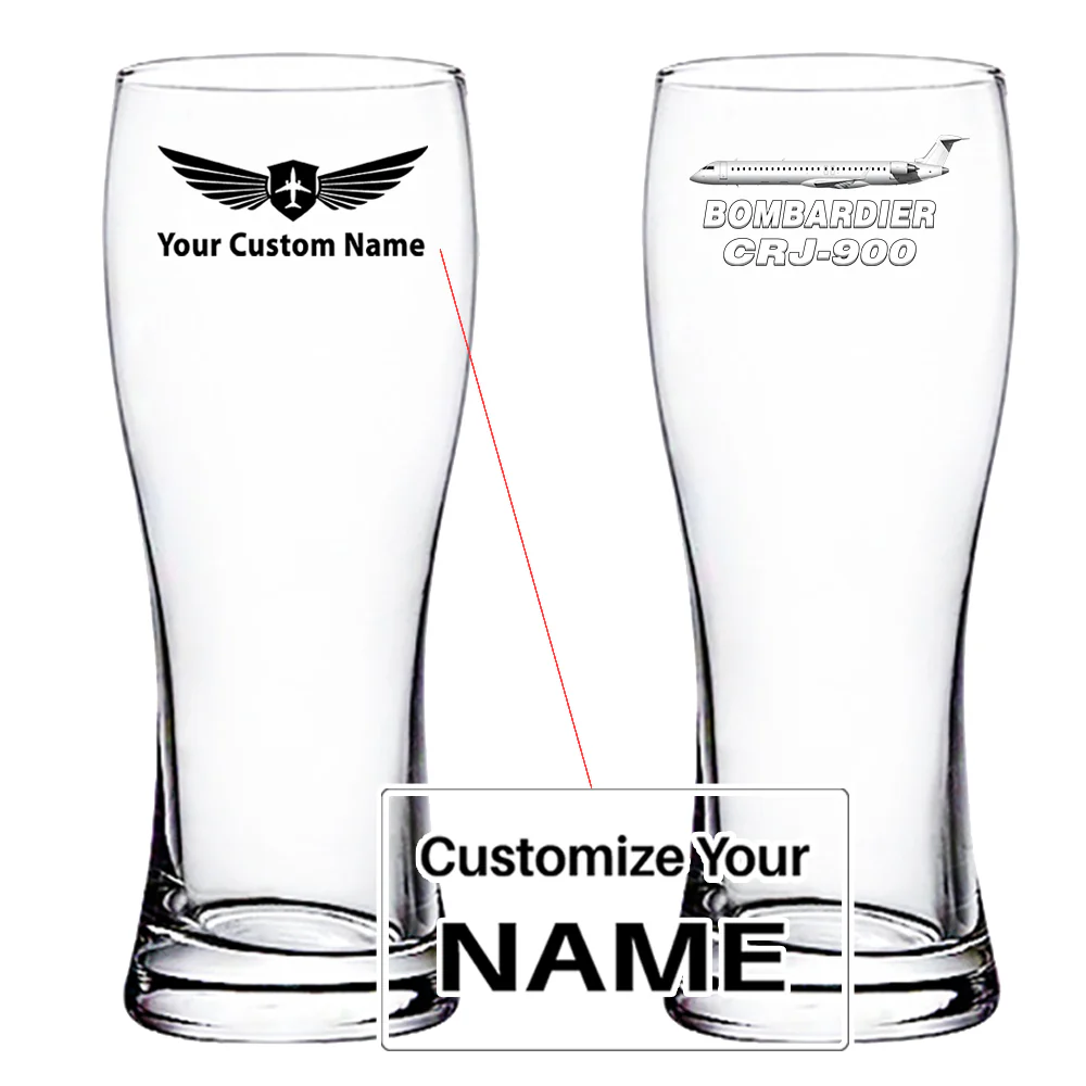 Bombardier CRJ-900 Designed Pilsner Beer Glasses