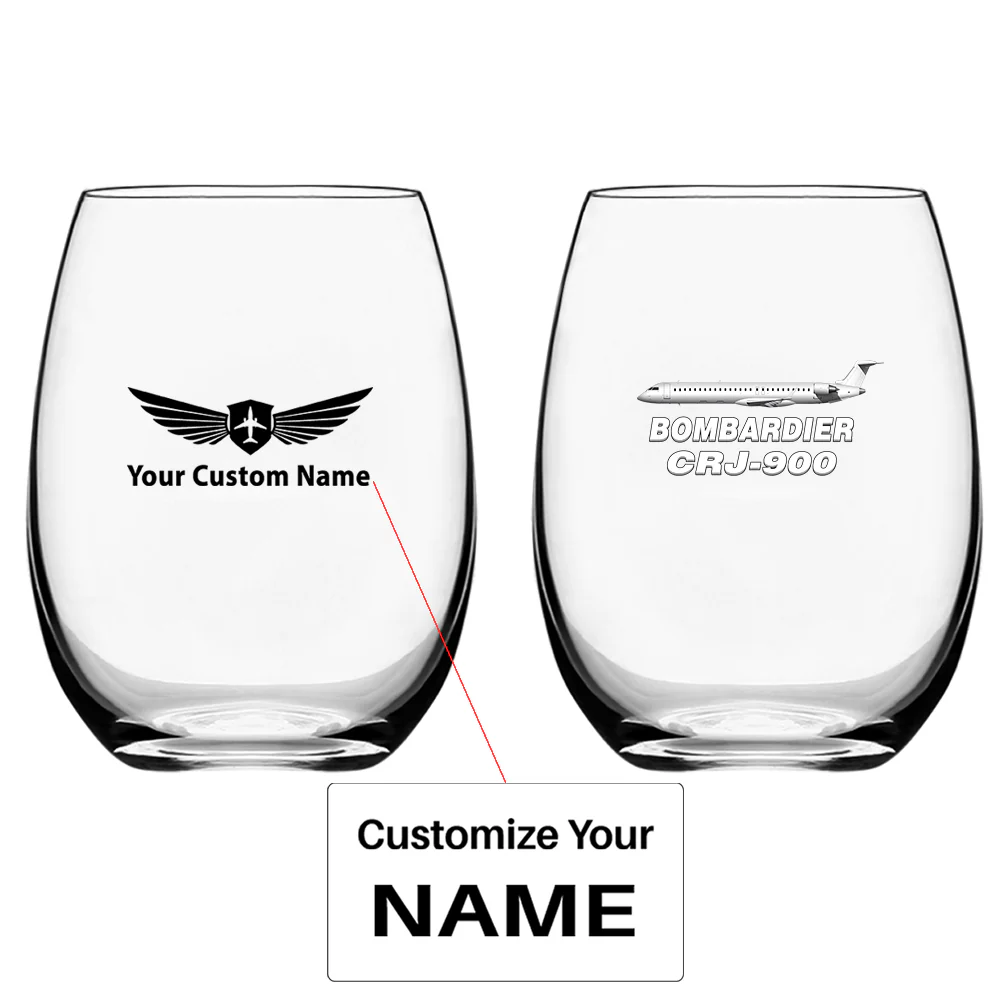 Bombardier CRJ-900 Designed Water & Drink Glasses