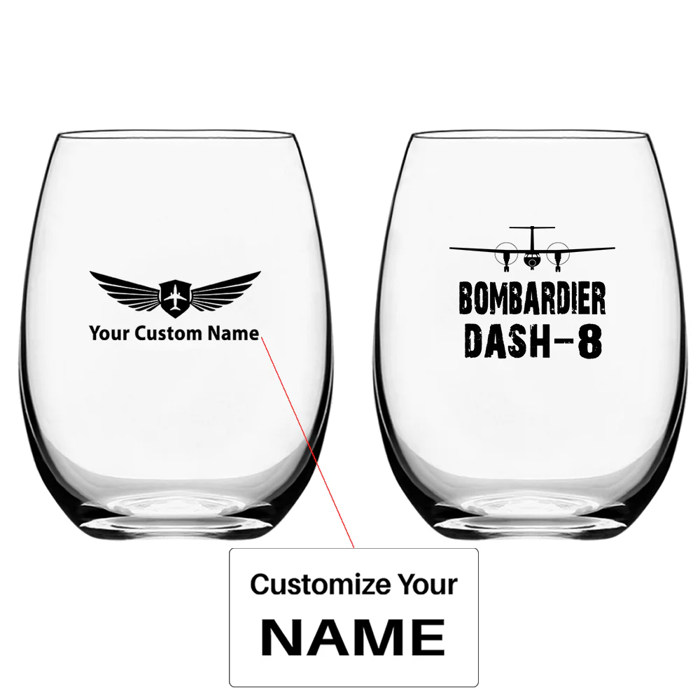 Bombardier Dash-8 & Plane Designed Water & Drink Glasses
