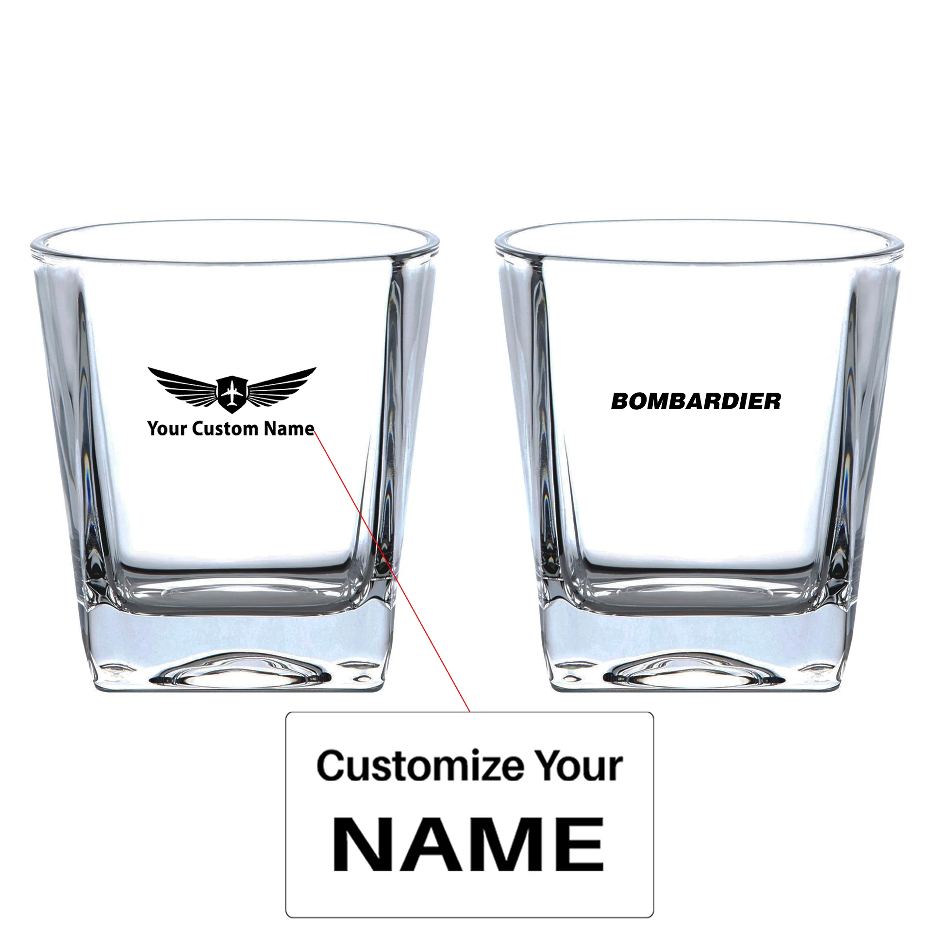 Bombardier & Text Designed Whiskey Glass