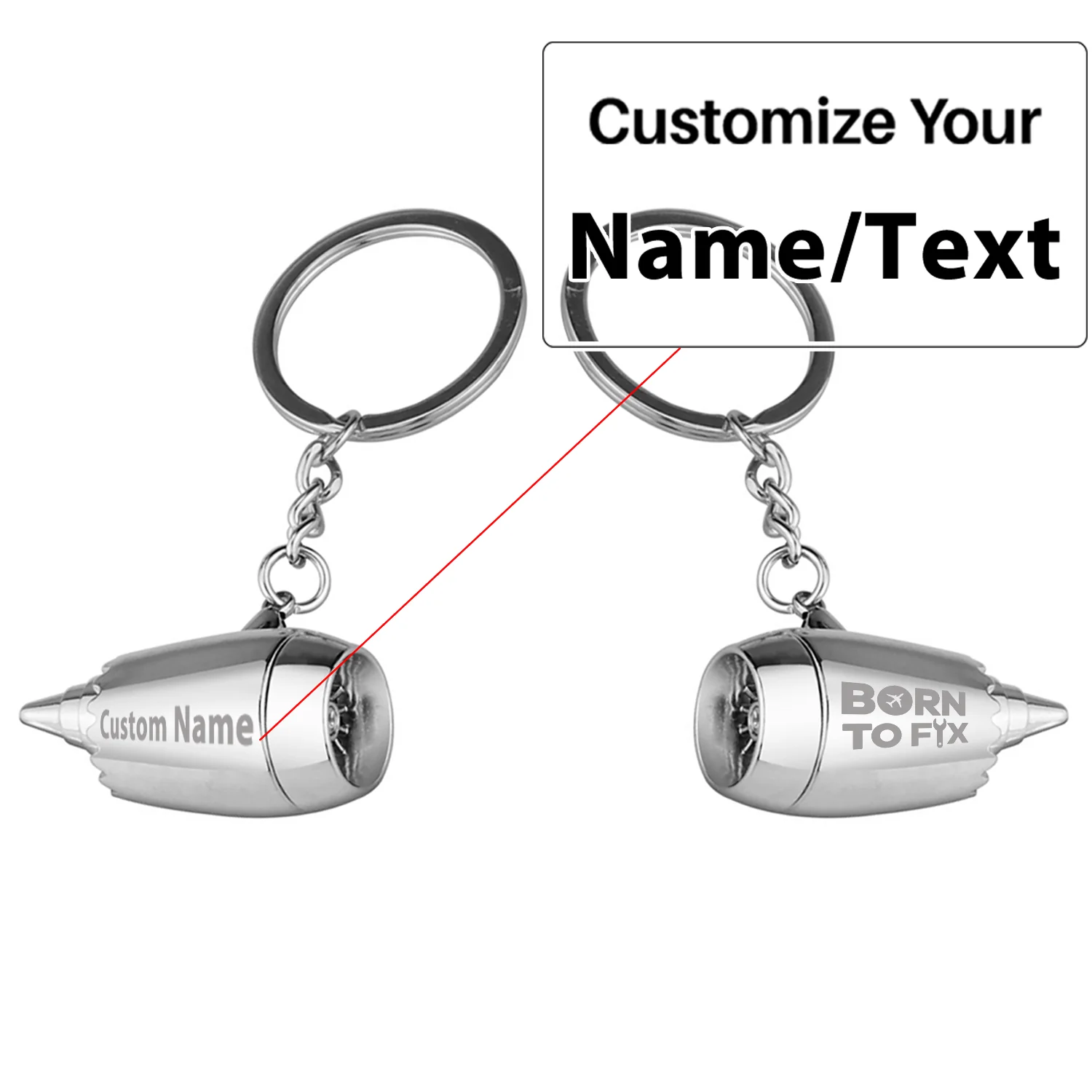 Born To Fix Airplanes Jet Engine Turbine Key Chains - Image 3