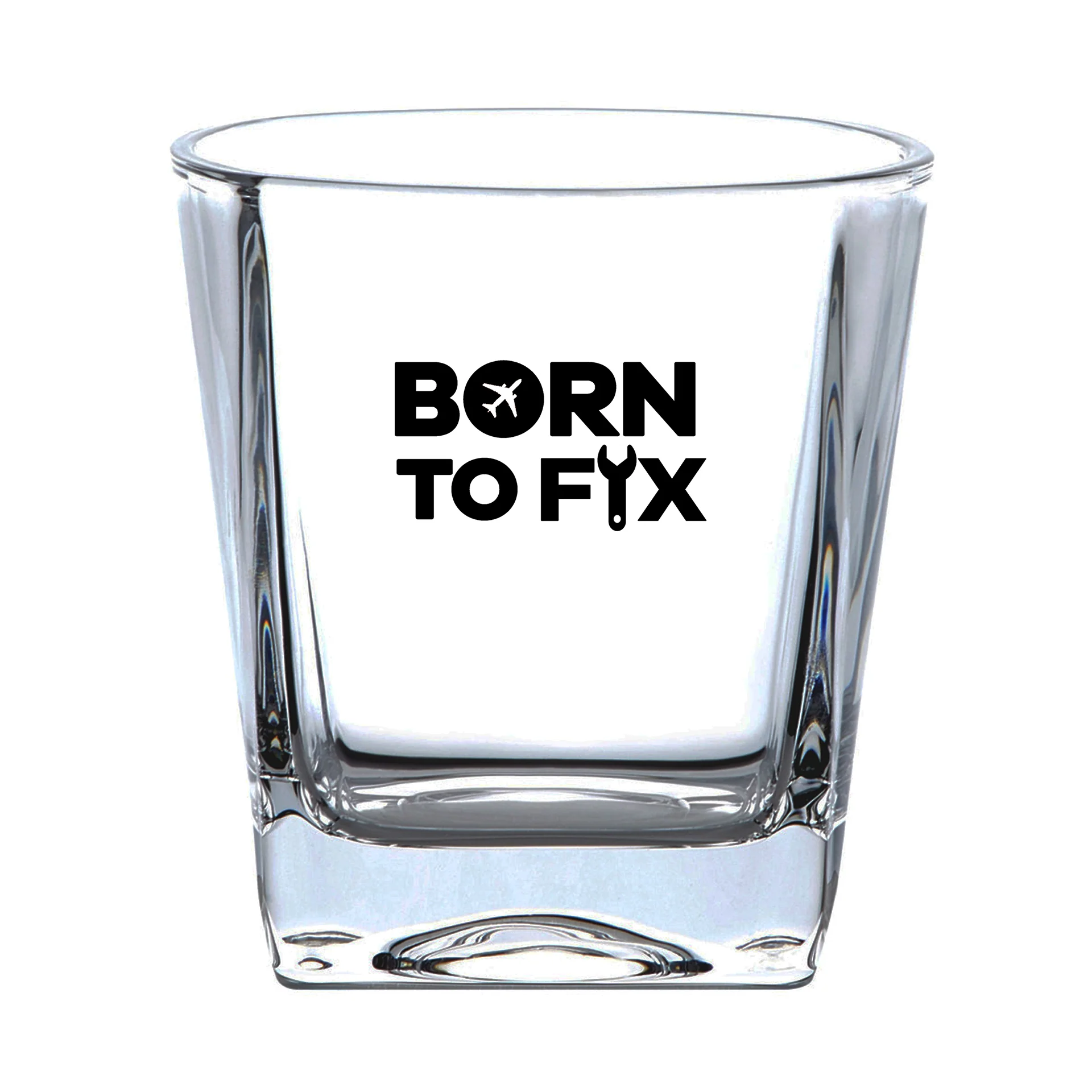 Born To Fix Airplanes Designed Whiskey Glass - Image 2