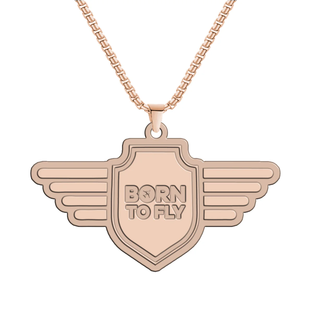 Born To Fly & Badge Designed Hollow Necklac - Image 3