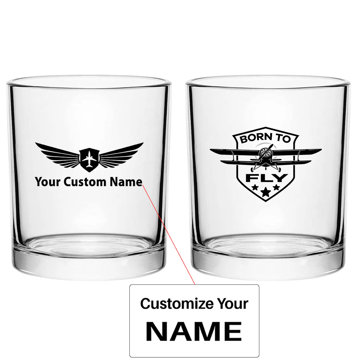 Born To Fly Designed Designed Special Whiskey Glasses