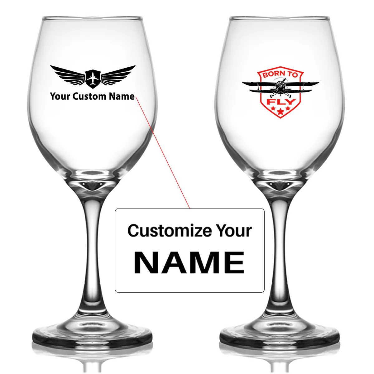 Born To Fly Designed Designed Wine Glasses
