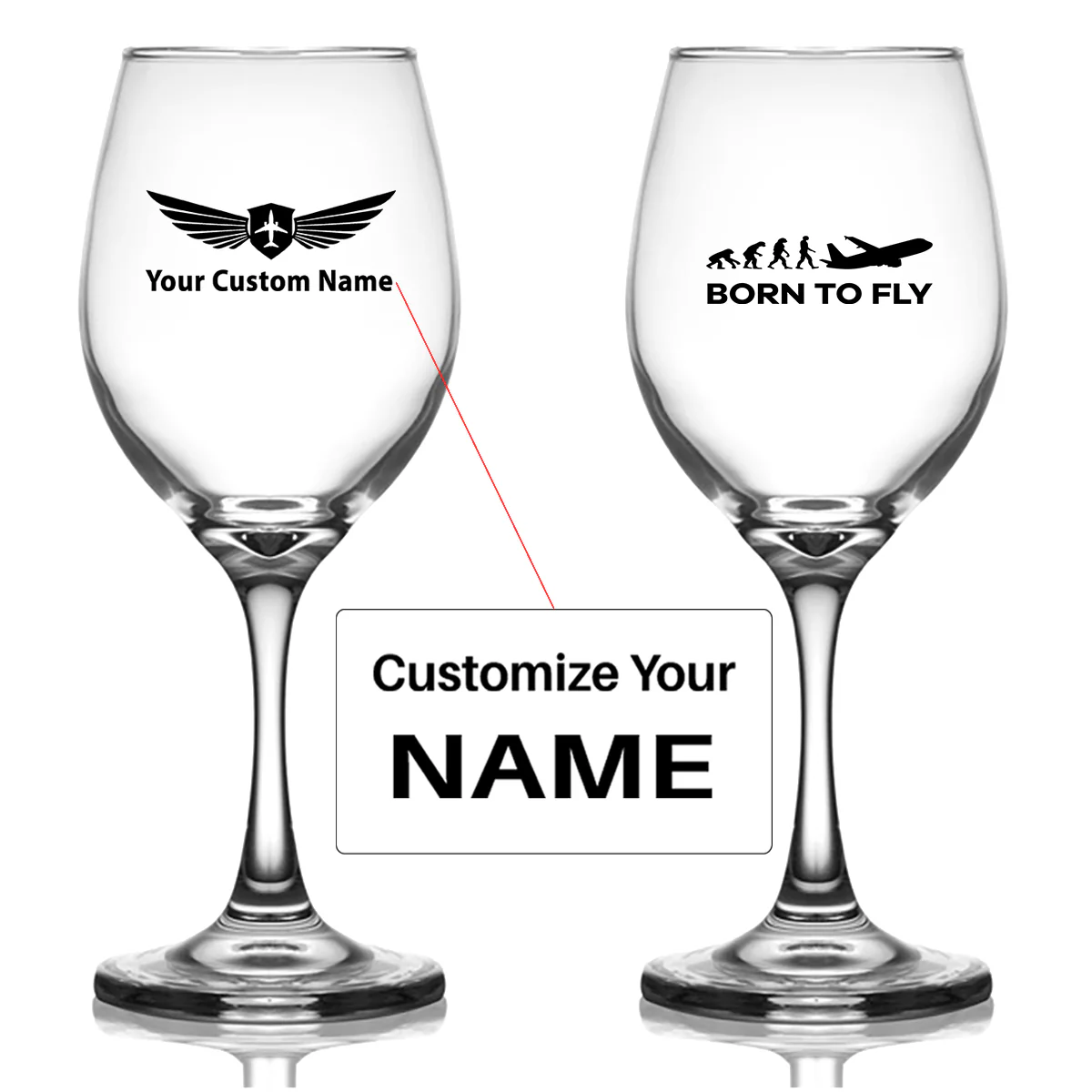 Born To Fly Designed Wine Glasses