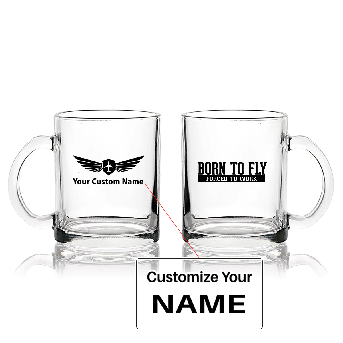 Born To Fly Forced To Work Designed Coffee & Tea Glasses