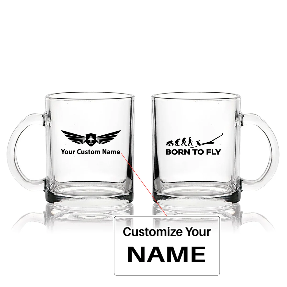 Born To Fly Glider Designed Coffee & Tea Glasses