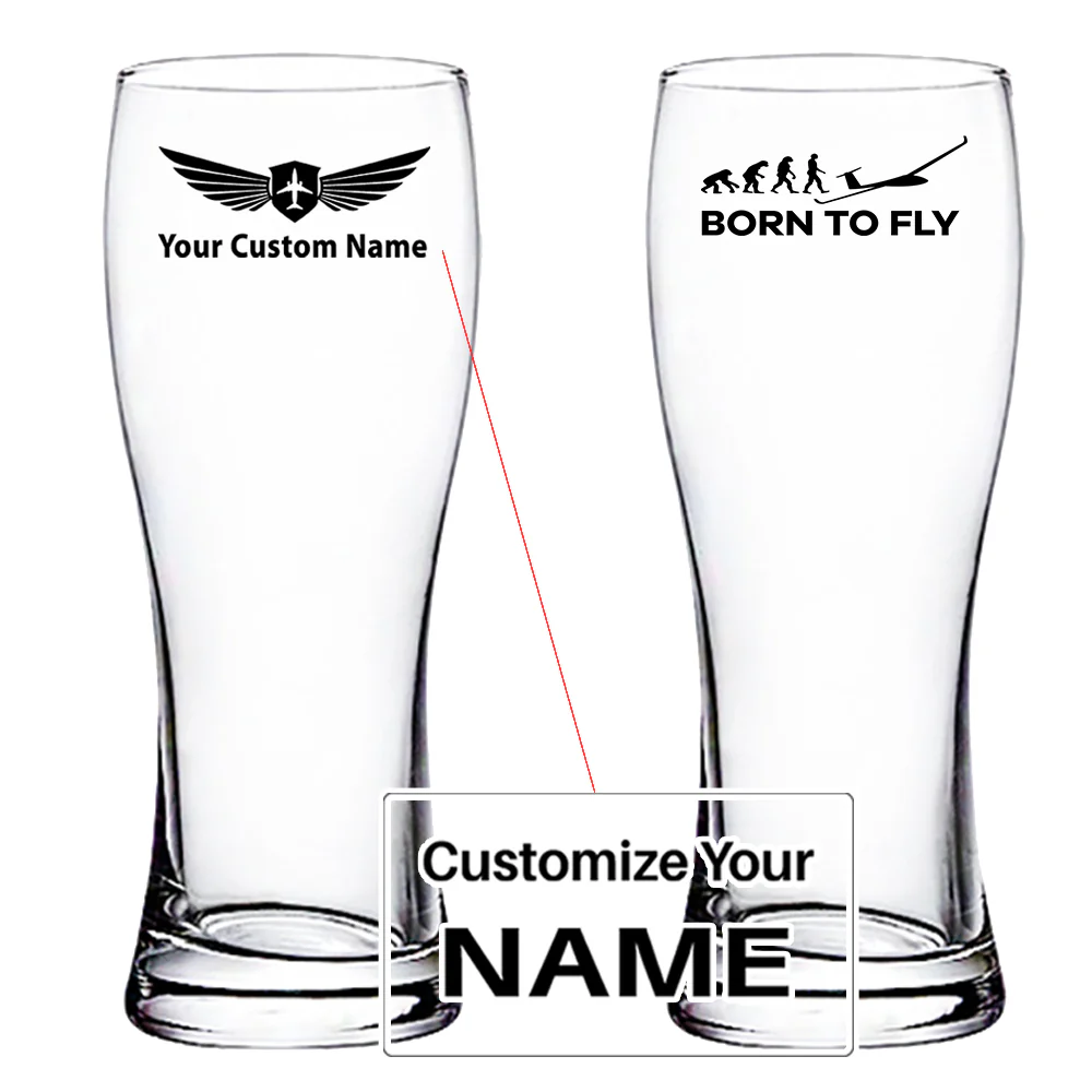 Born To Fly Glider Designed Pilsner Beer Glasses