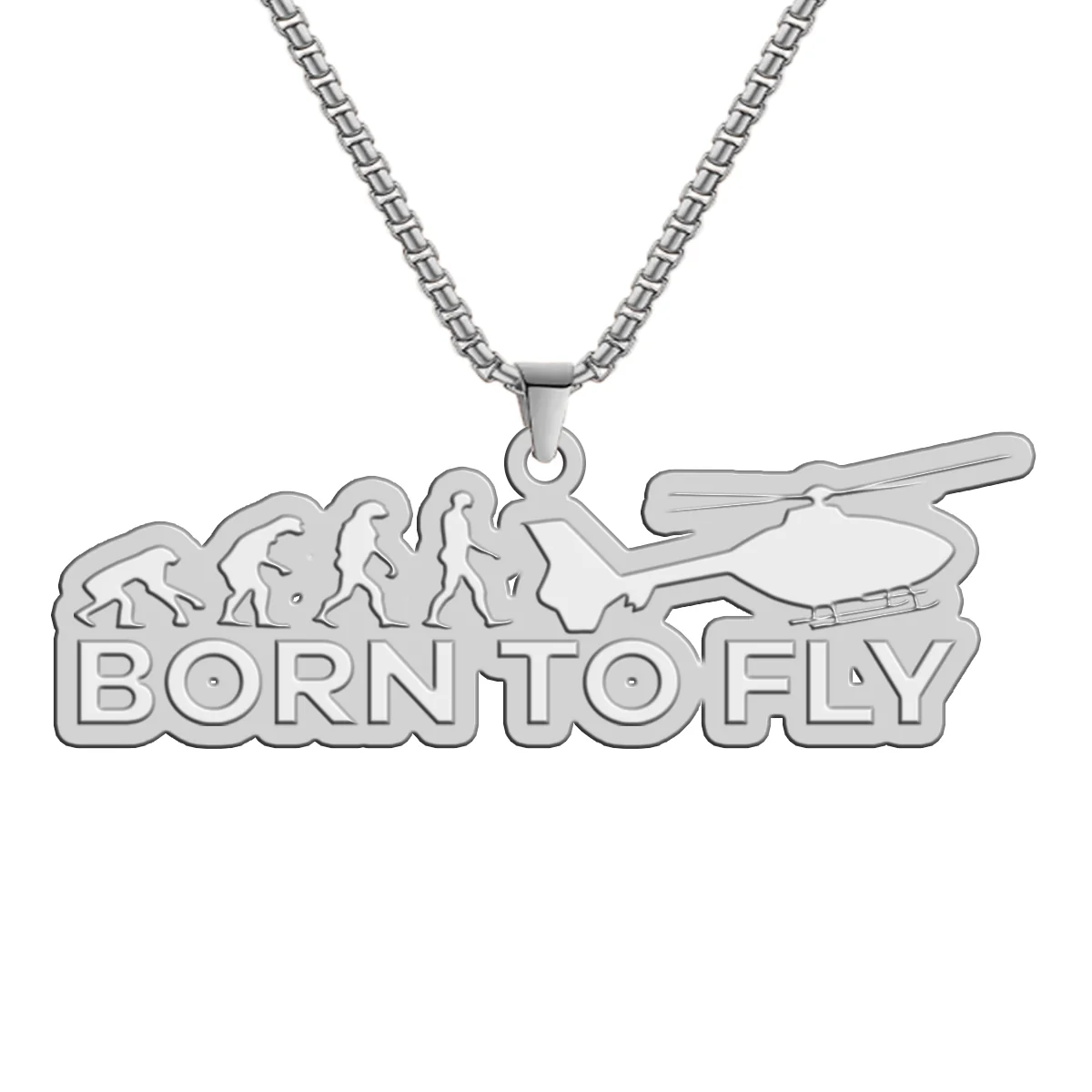 Born To Fly Helicopter Designed Hollow Necklac - Image 2