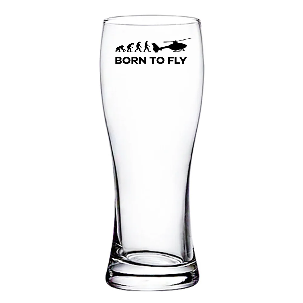 Born To Fly Helicopter Designed Pilsner Beer Glasses - Image 2