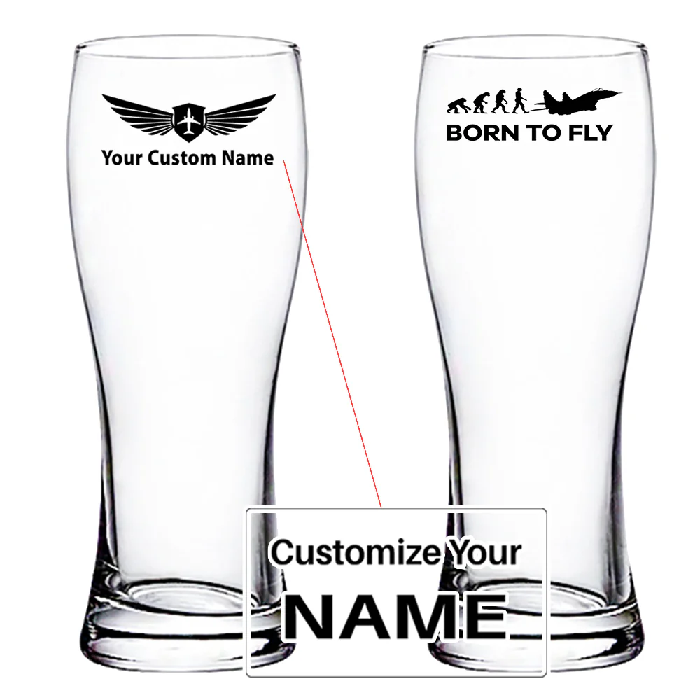 Born To Fly Military Designed Pilsner Beer Glasses