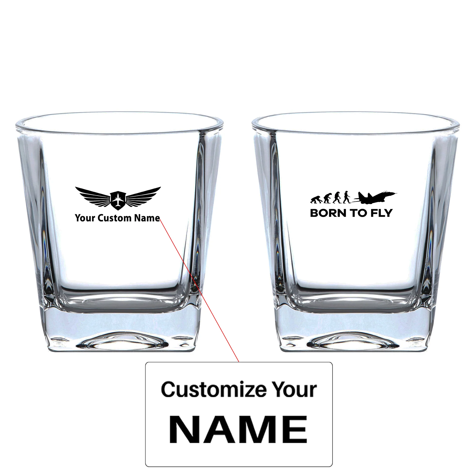 Born To Fly Military Designed Whiskey Glass