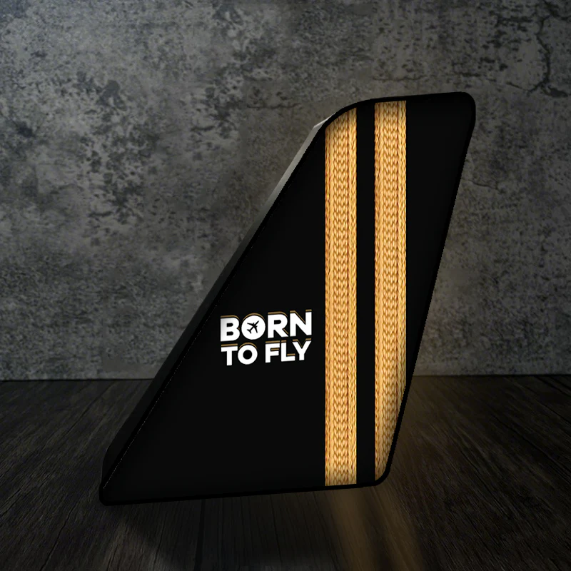 Born to Fly & Pilot Epaulettes 2 Lines Designed Led Aircraft Tail & 3D Lamp