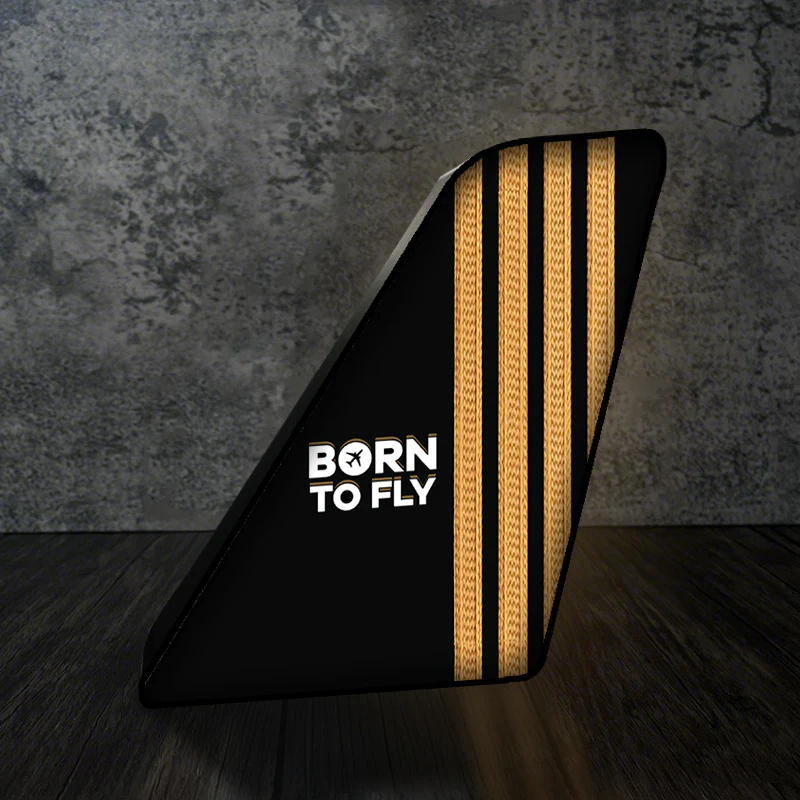 Born to Fly & Pilot Epaulettes 4 Lines Designed Led Aircraft Tail & 3D Lamp
