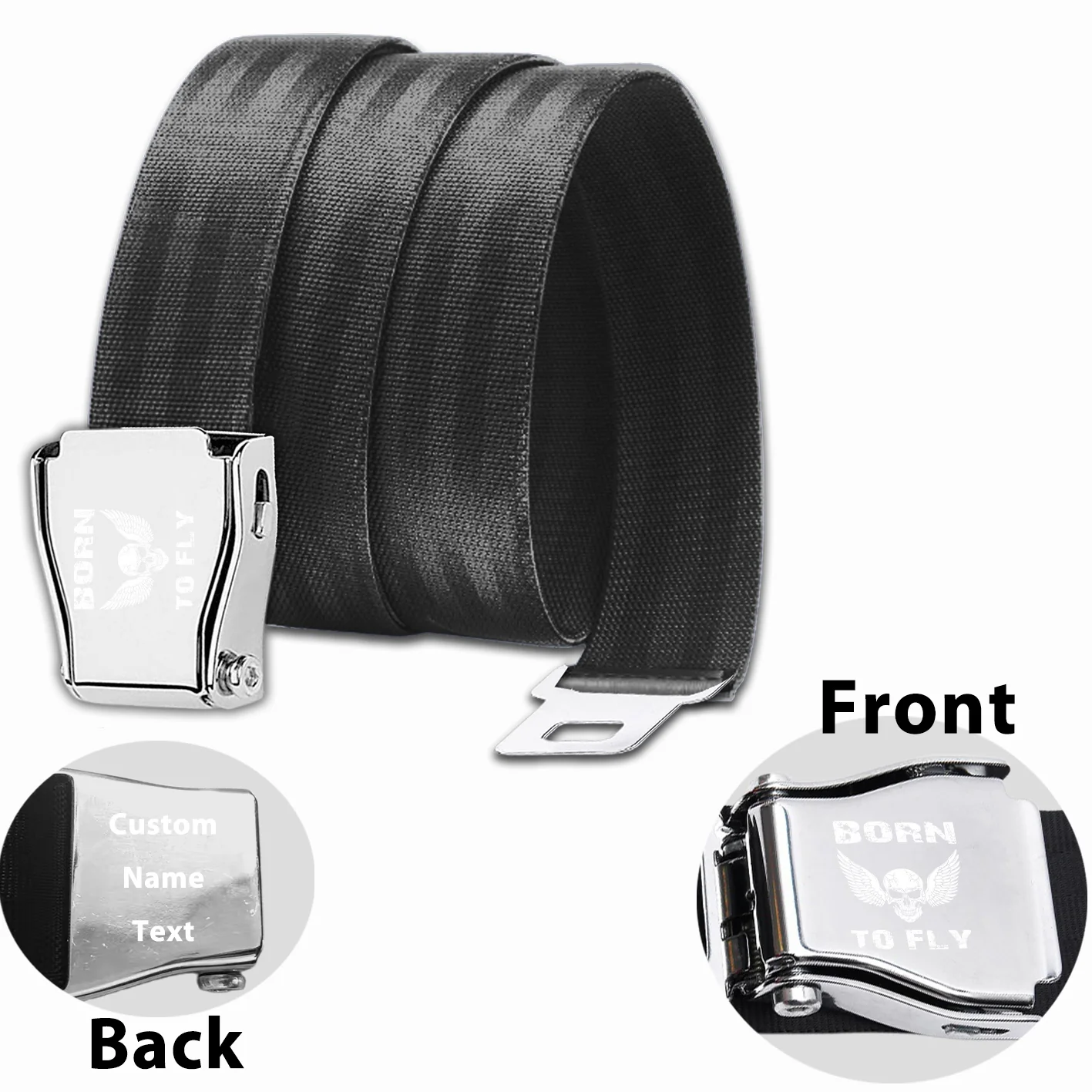 Born To Fly SKELETON Designed Fashion Airplane Seat Belts - Image 3