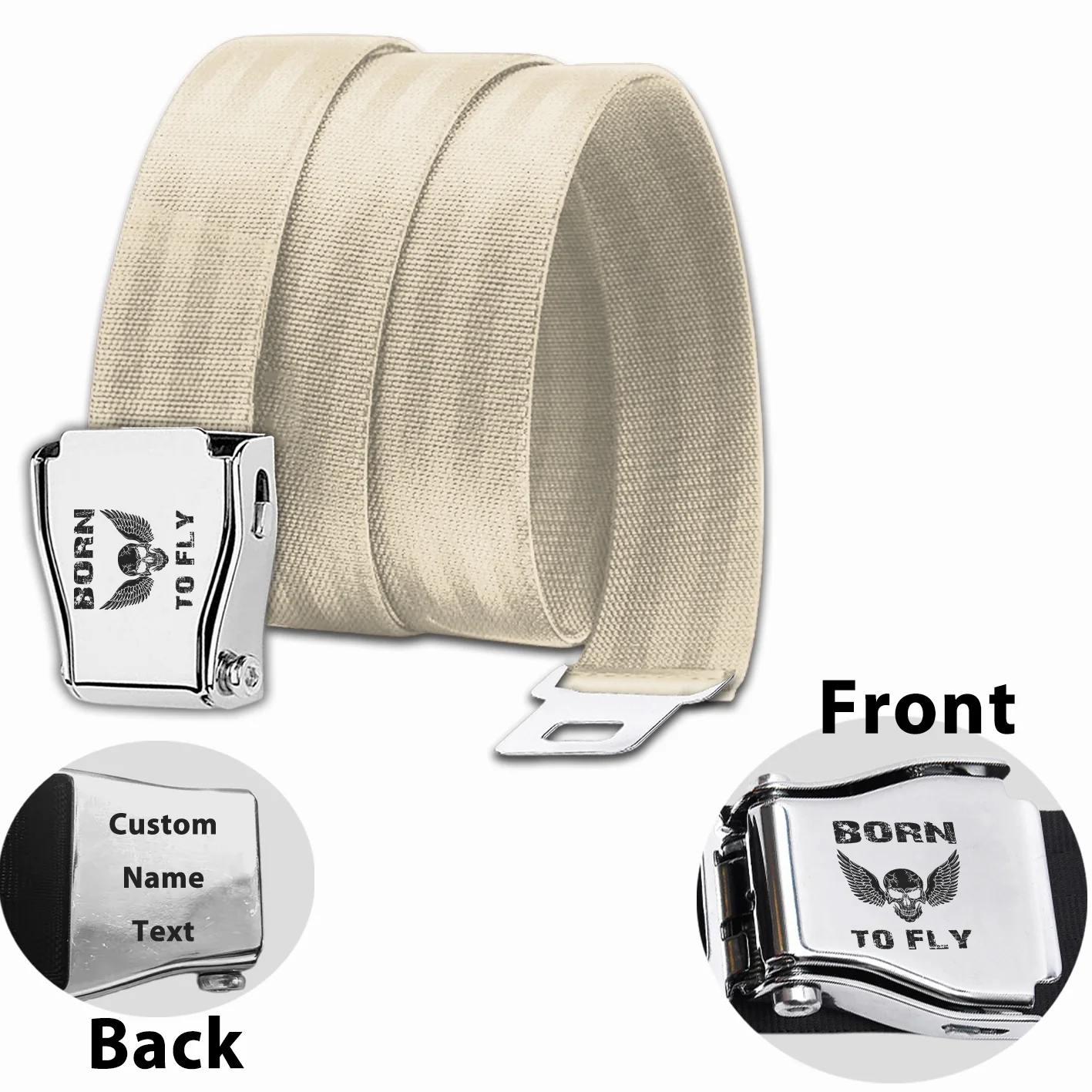 Born To Fly SKELETON Designed Fashion Airplane Seat Belts - Image 6