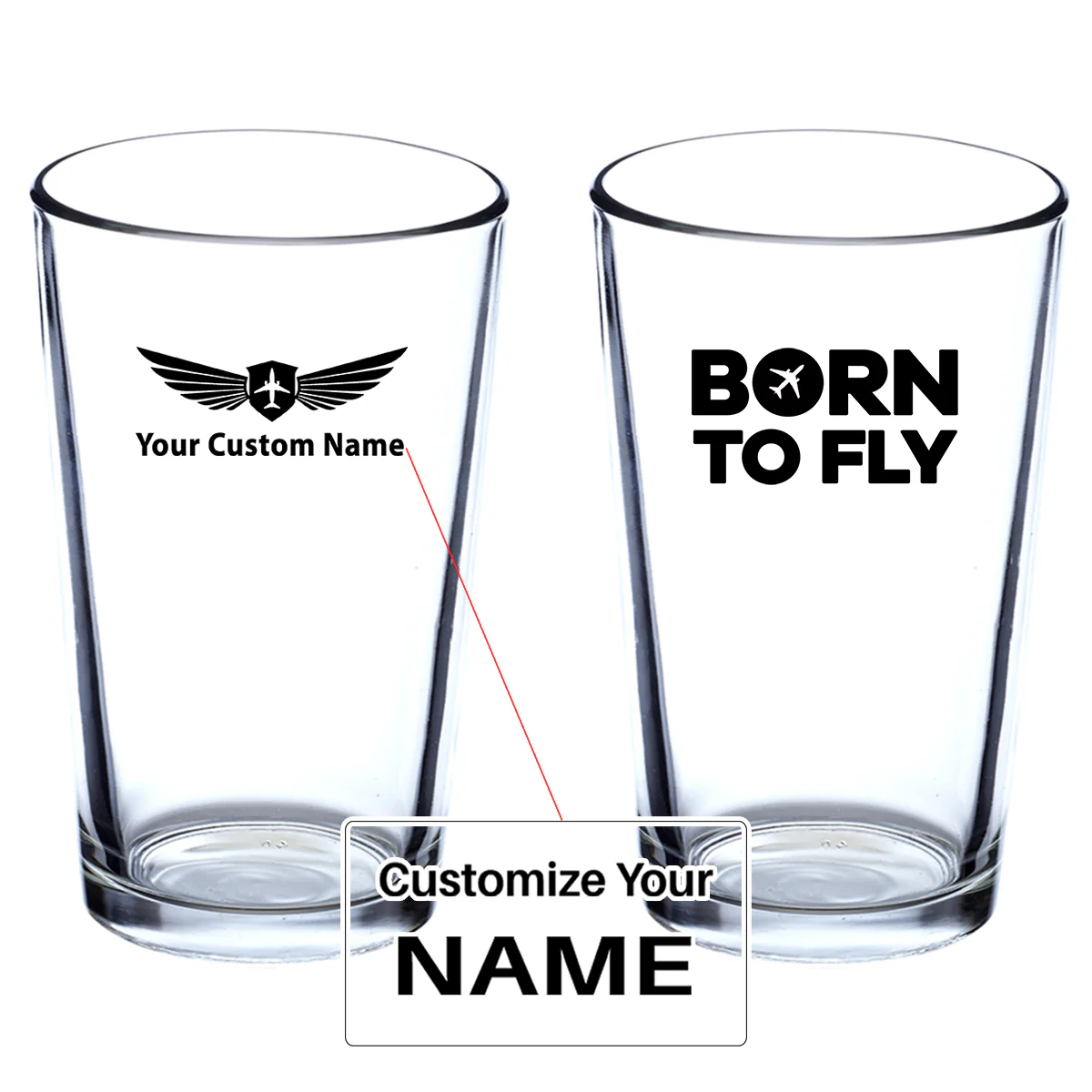 Born To Fly Special Designed Beer & Water Glasses